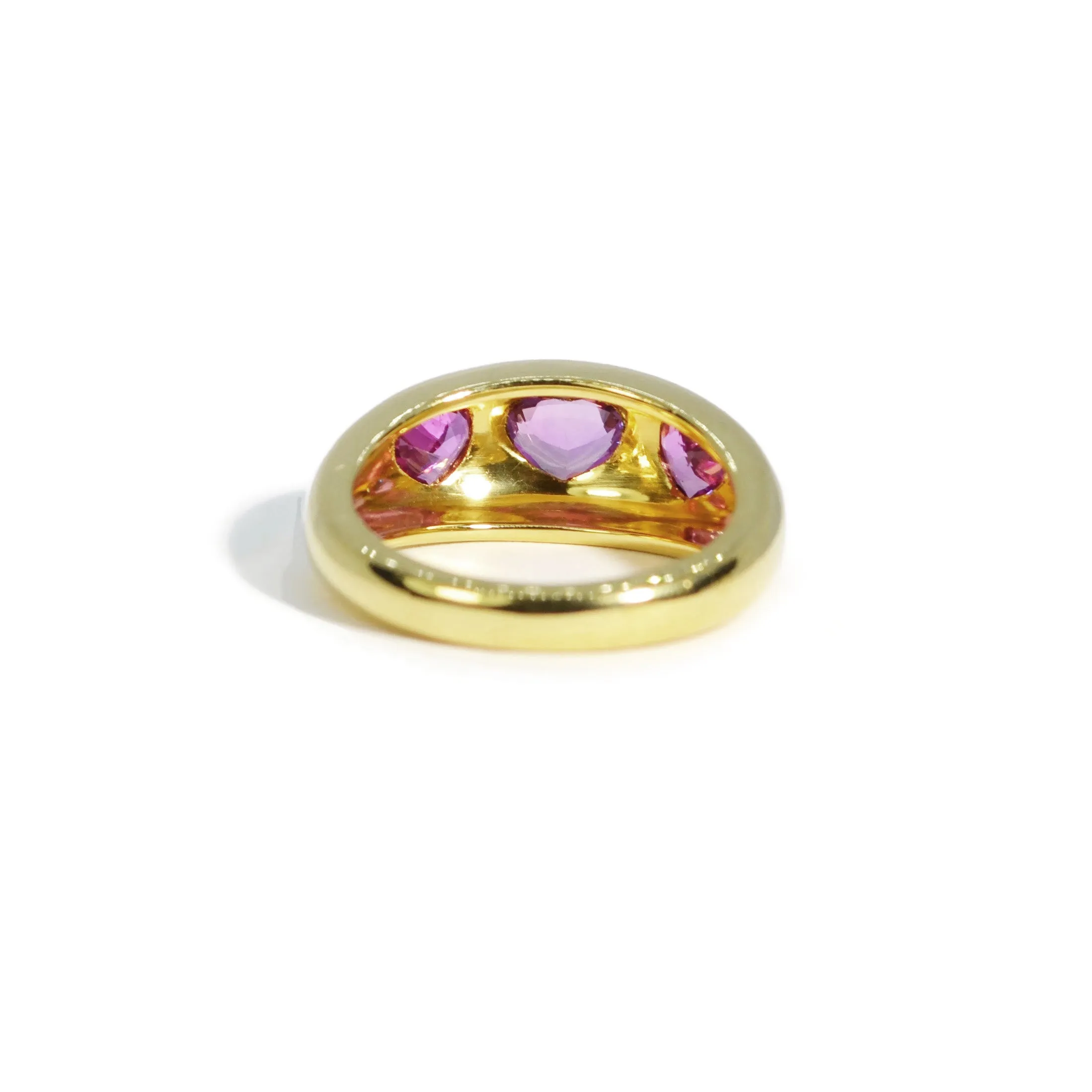 Lauren K - Gypsy Heart Band Ring with Pink Sapphires, 18k Yellow Gold