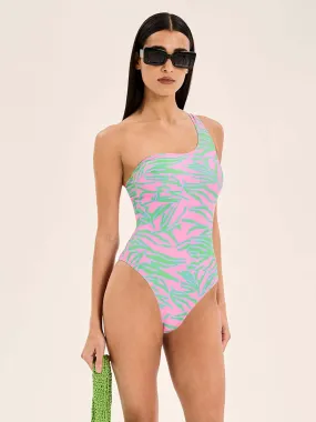 Limited Edition Zadie Tiger Print One Shoulder Swimsuit