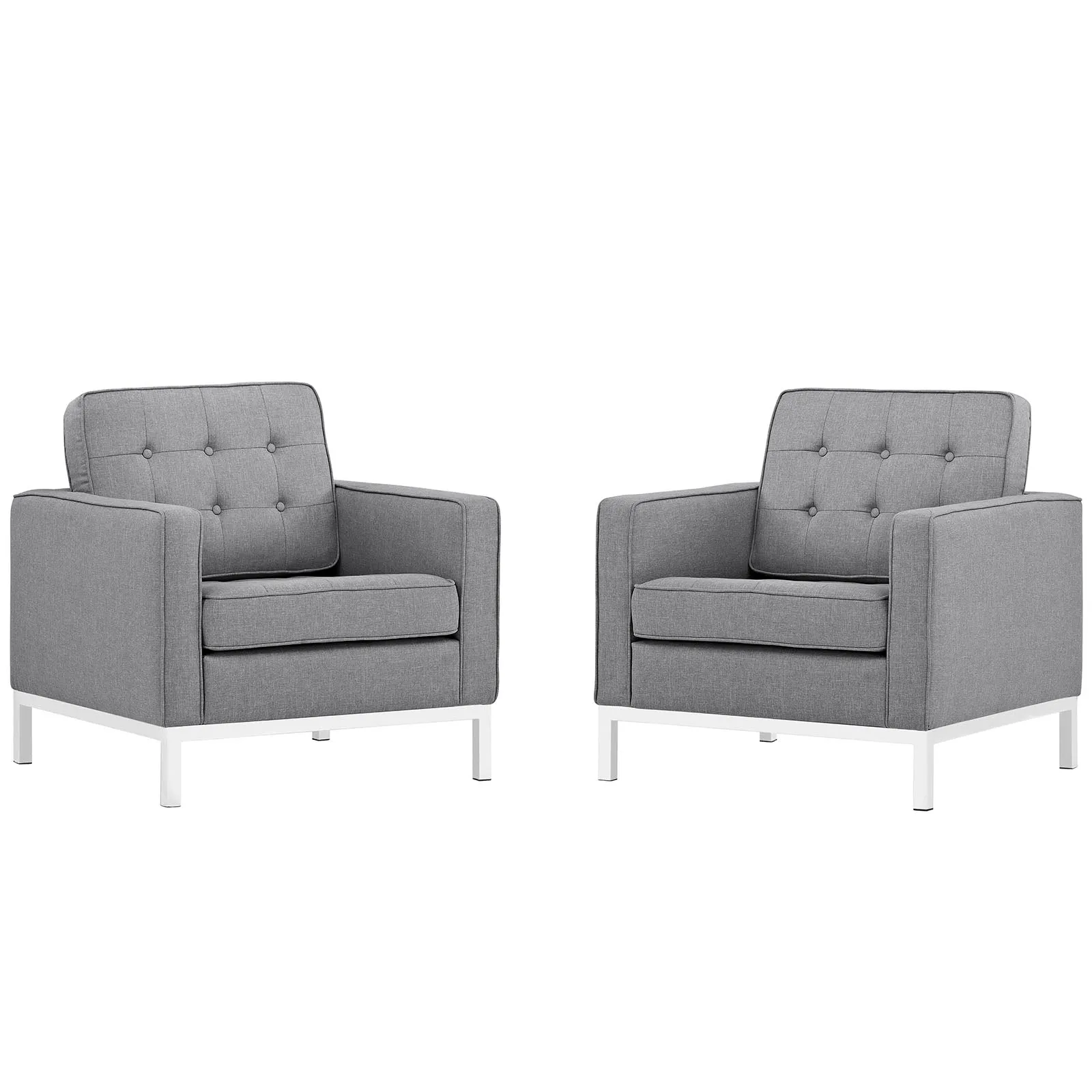 Loft Armchairs Upholstered Fabric Set of 2