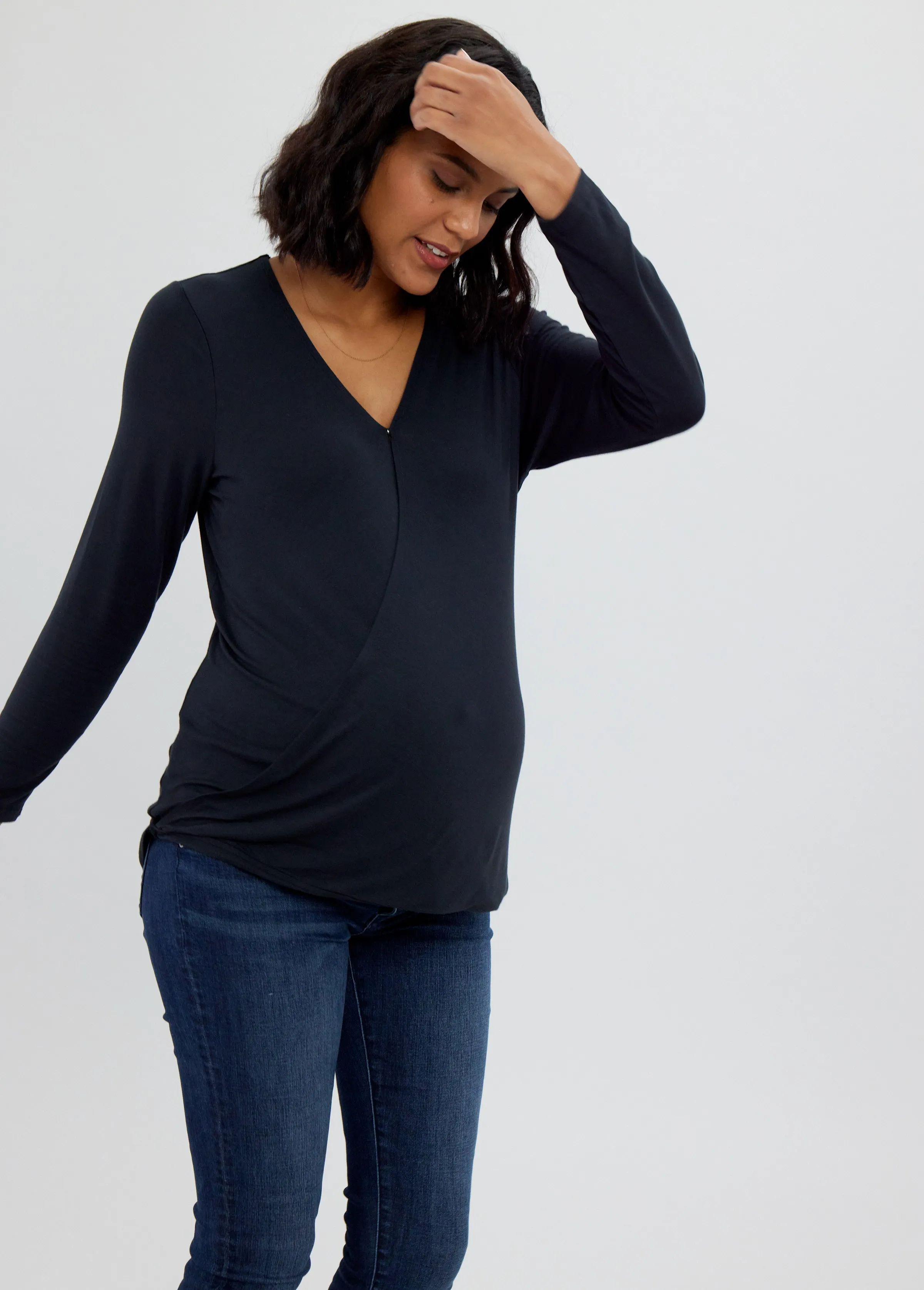 Long Sleeve Wrap Maternity Tee