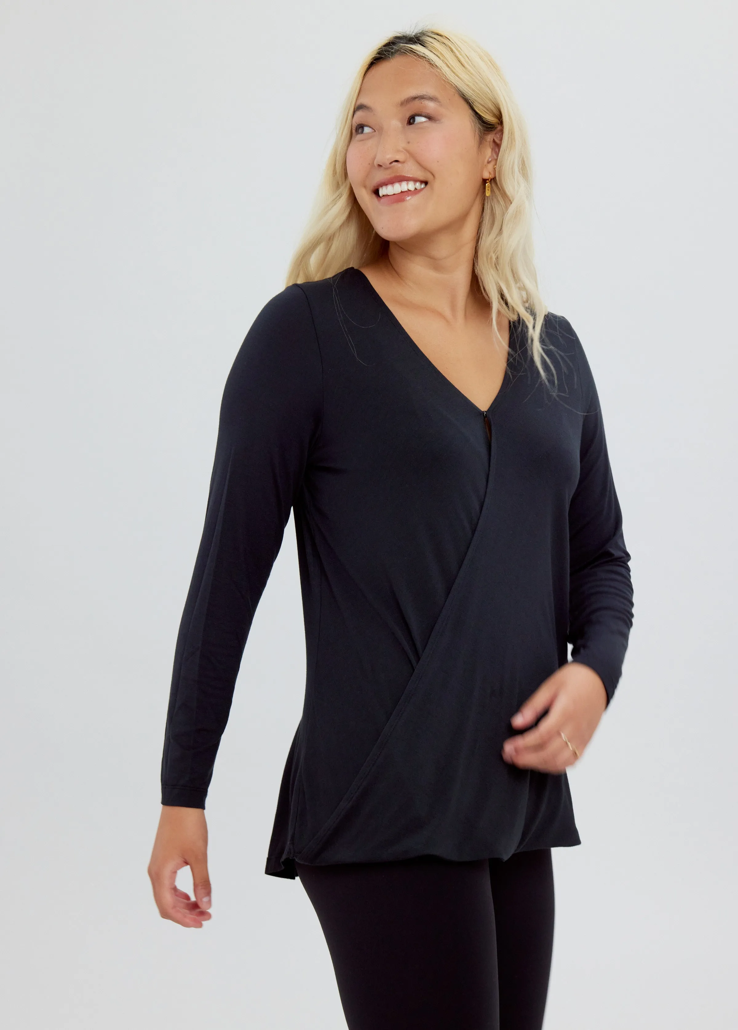 Long Sleeve Wrap Maternity Tee