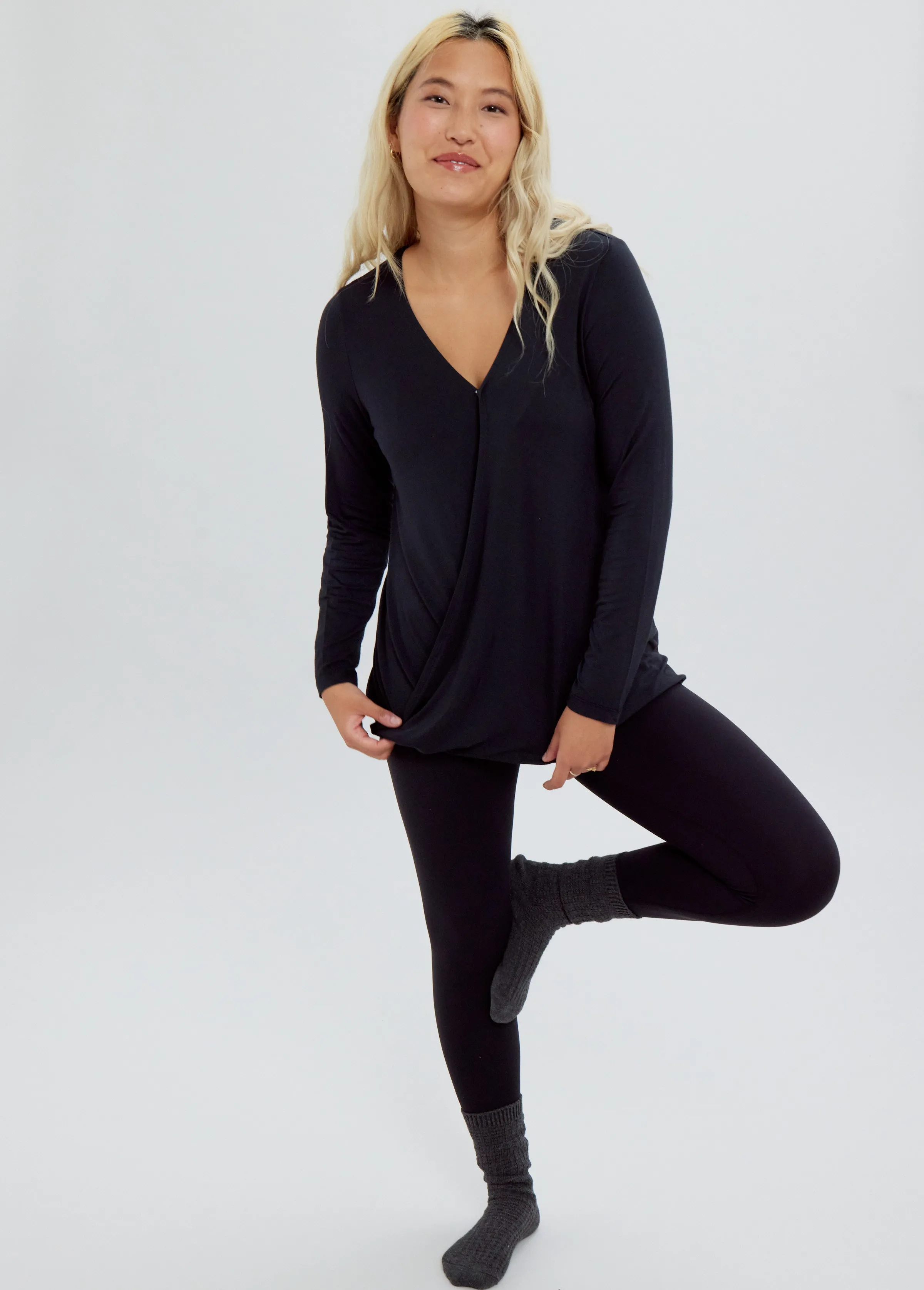 Long Sleeve Wrap Maternity Tee