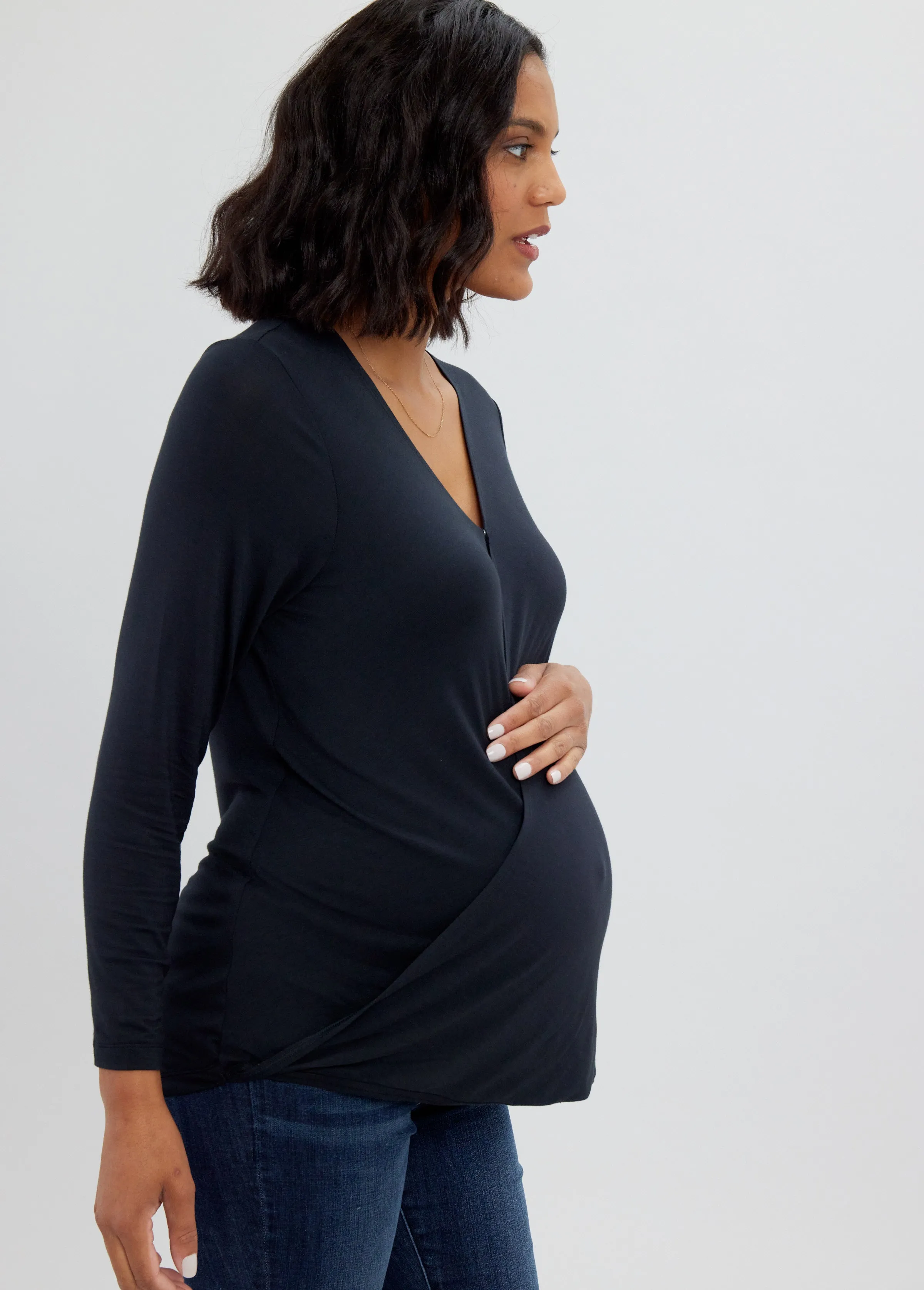 Long Sleeve Wrap Maternity Tee