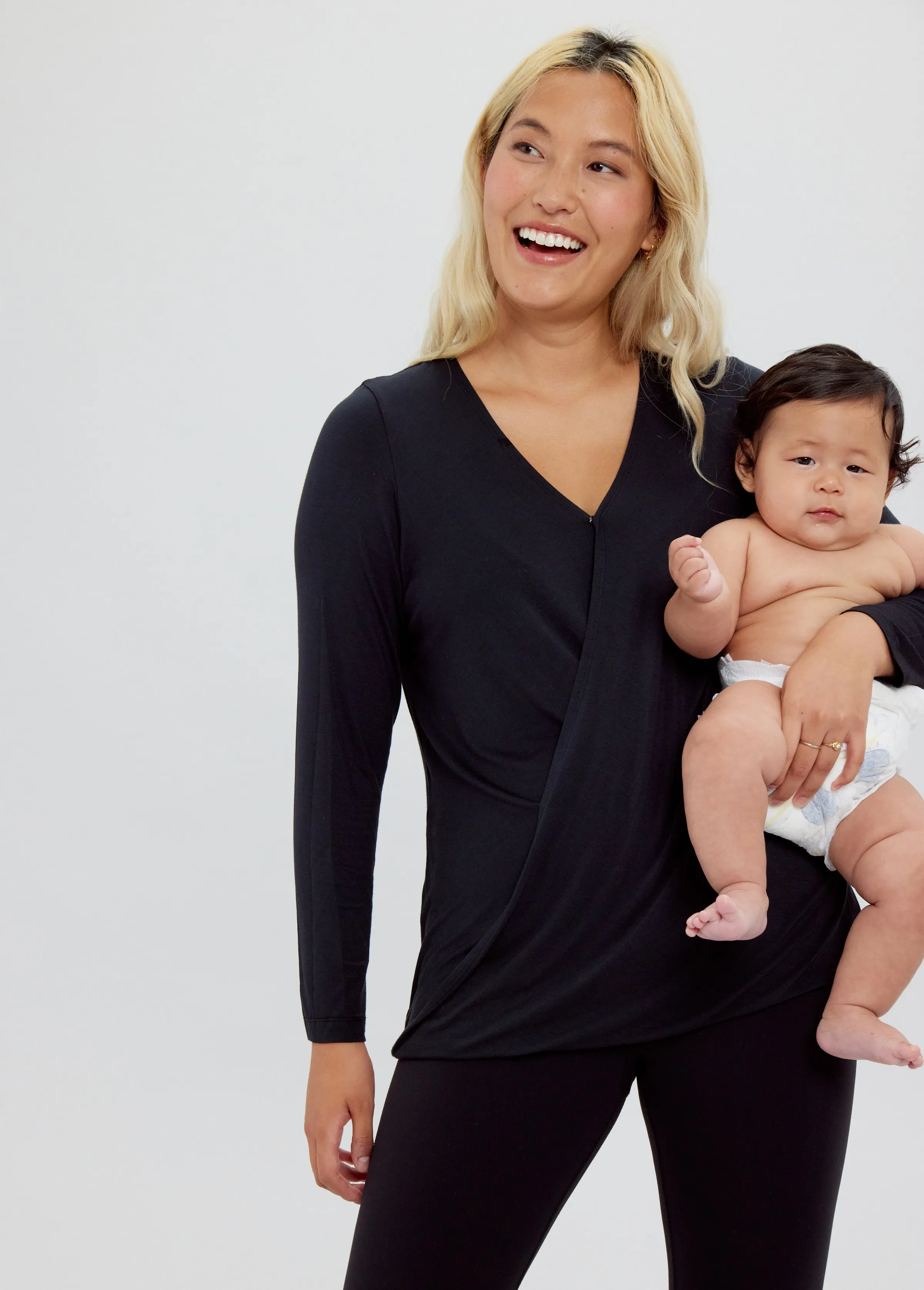 Long Sleeve Wrap Maternity Tee