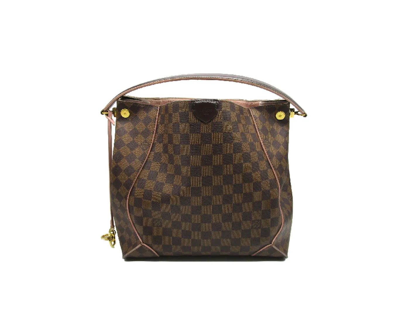 Louis Vuitton 2015 Caissa Hobo Damier Ebene Rose Ballerine Tote Shoulder Bag