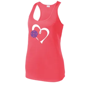 Love Pickleball Heart (Purple) | Women’s Racerback Tank | 100% Polyester