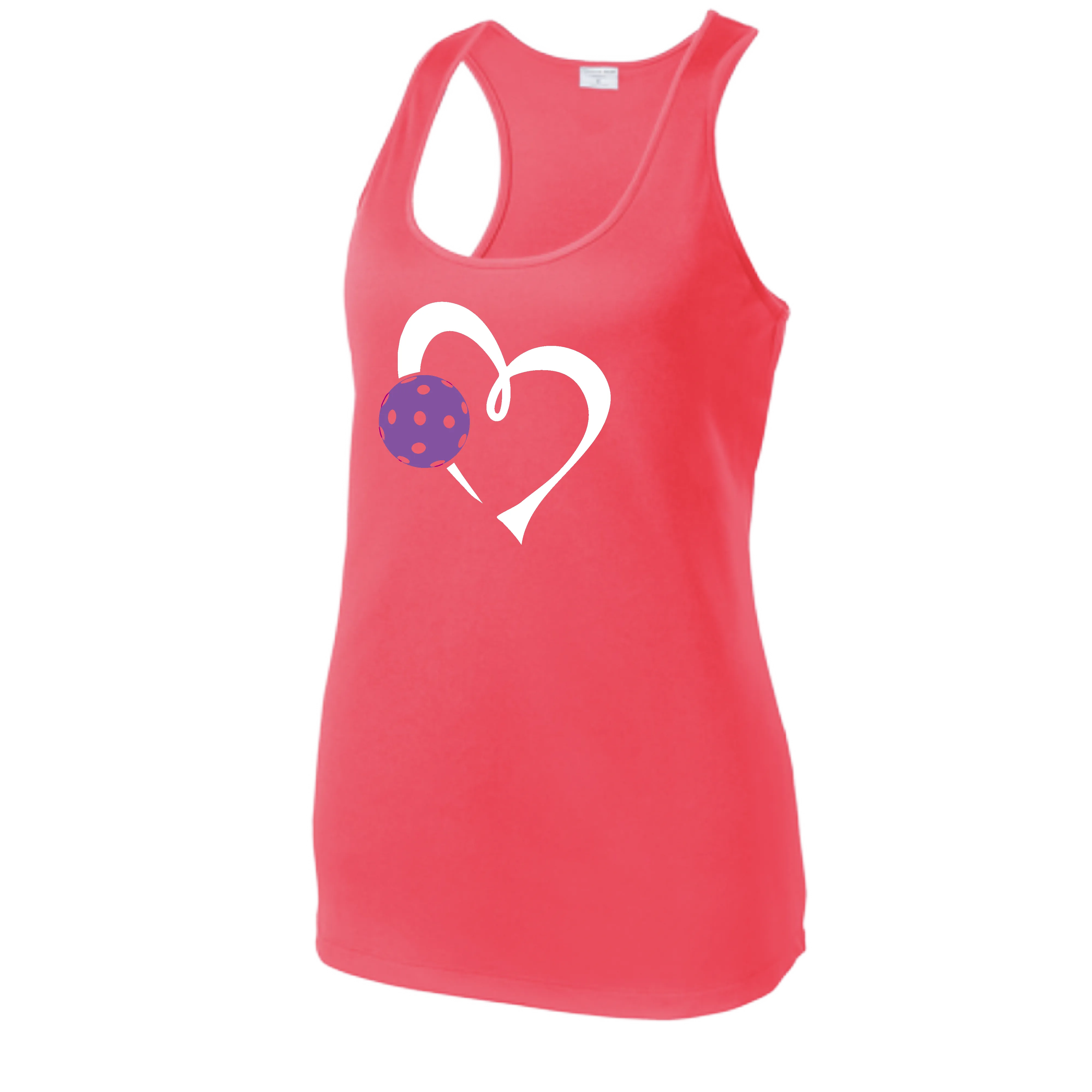 Love Pickleball Heart (Purple) | Women’s Racerback Tank | 100% Polyester