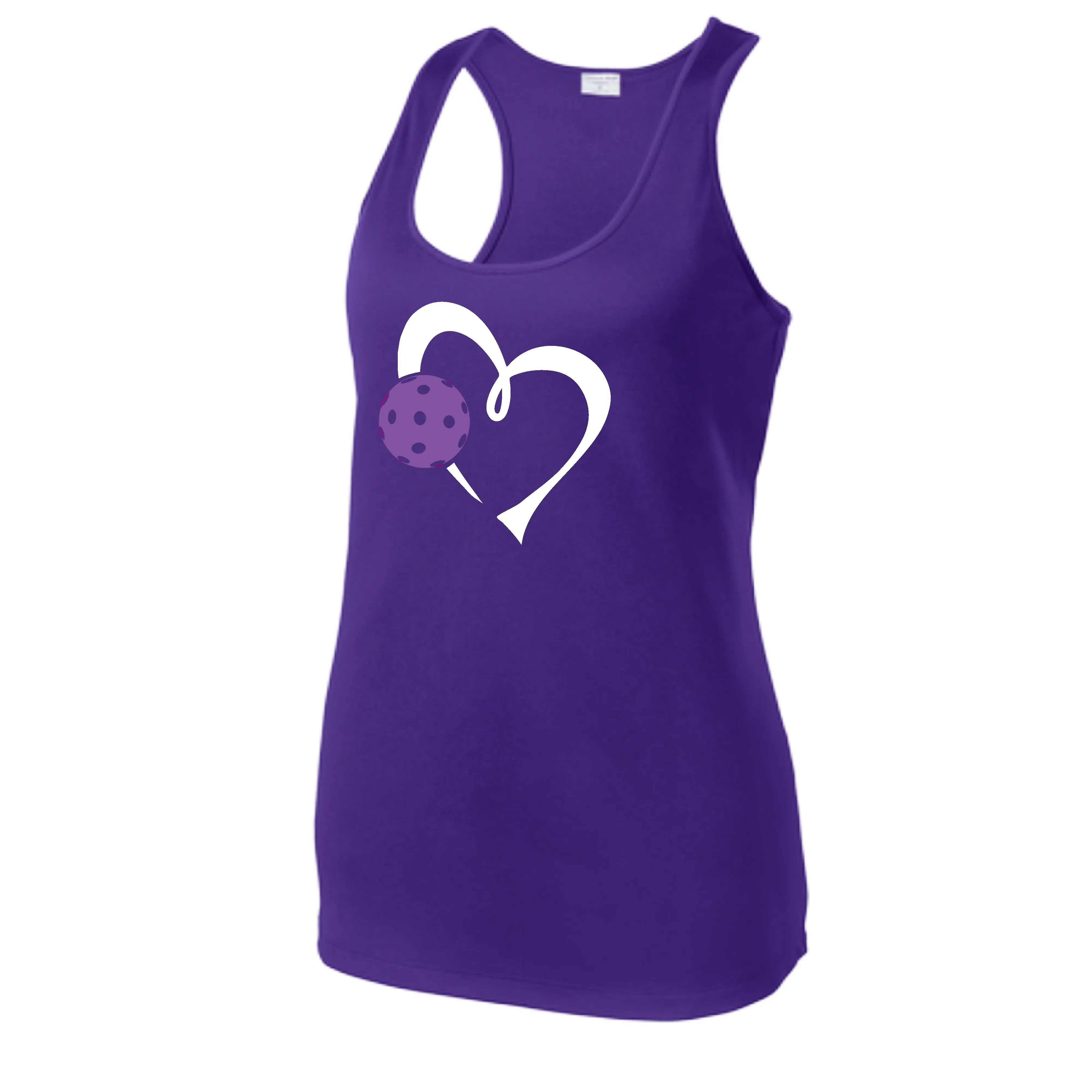 Love Pickleball Heart (Purple) | Women’s Racerback Tank | 100% Polyester