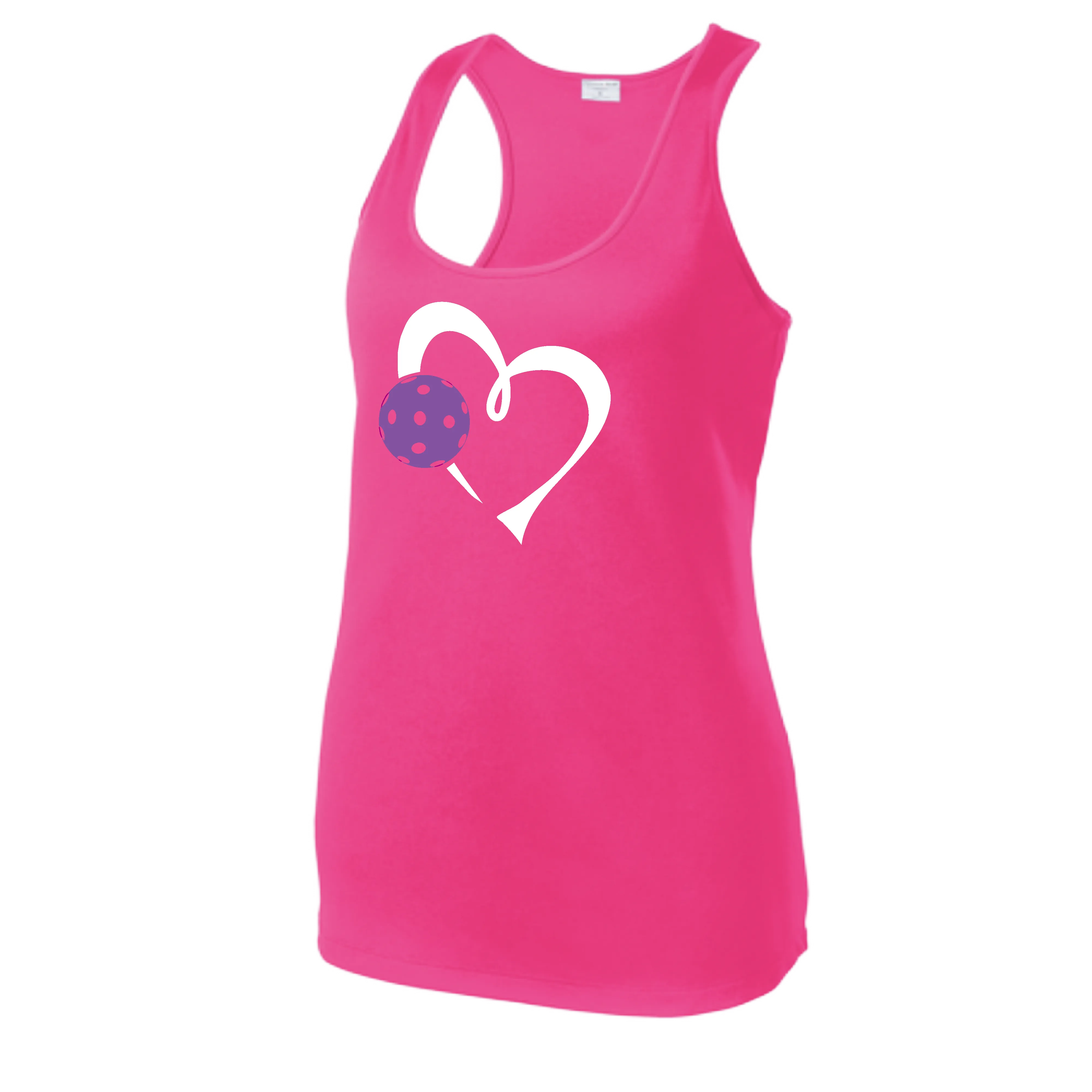 Love Pickleball Heart (Purple) | Women’s Racerback Tank | 100% Polyester