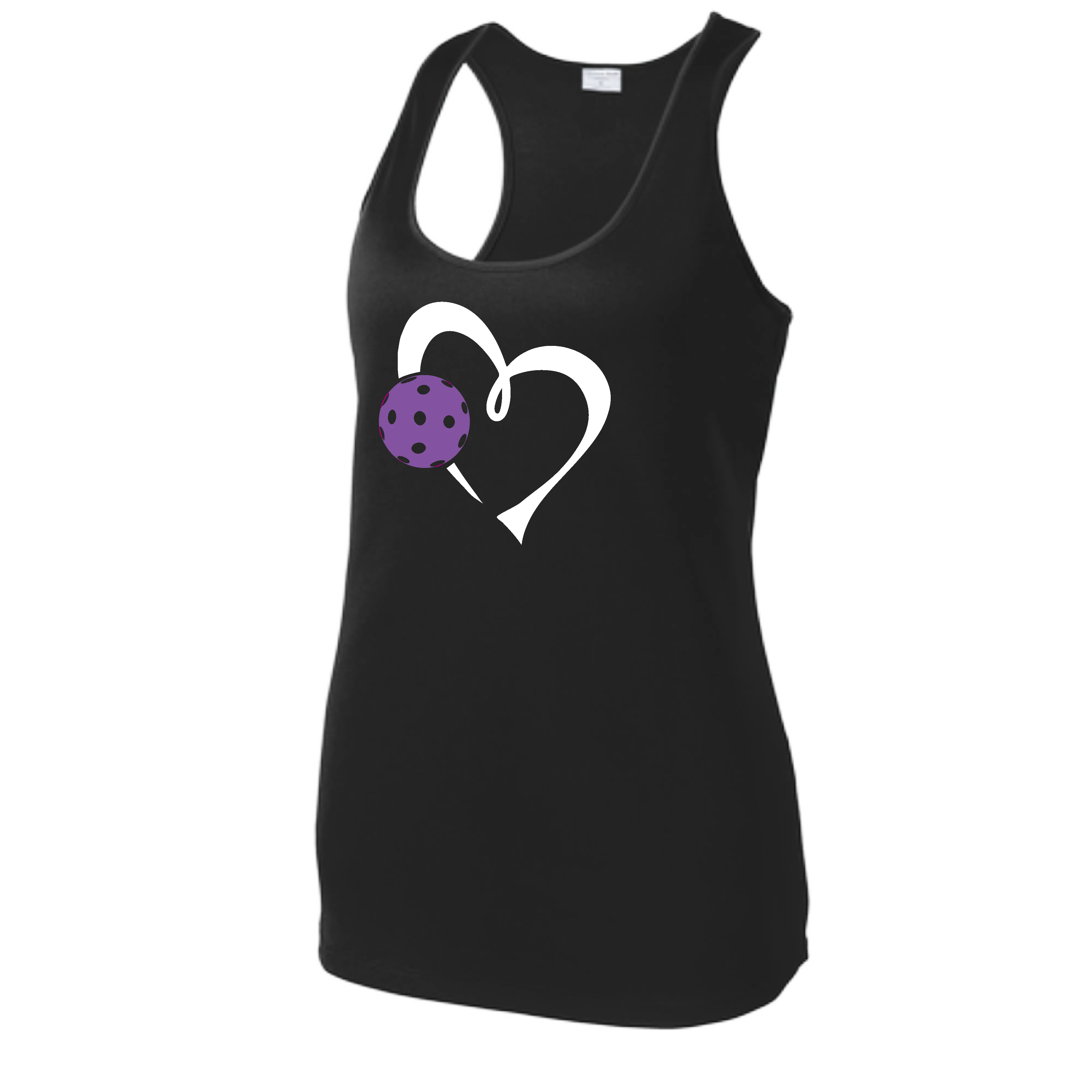 Love Pickleball Heart (Purple) | Women’s Racerback Tank | 100% Polyester