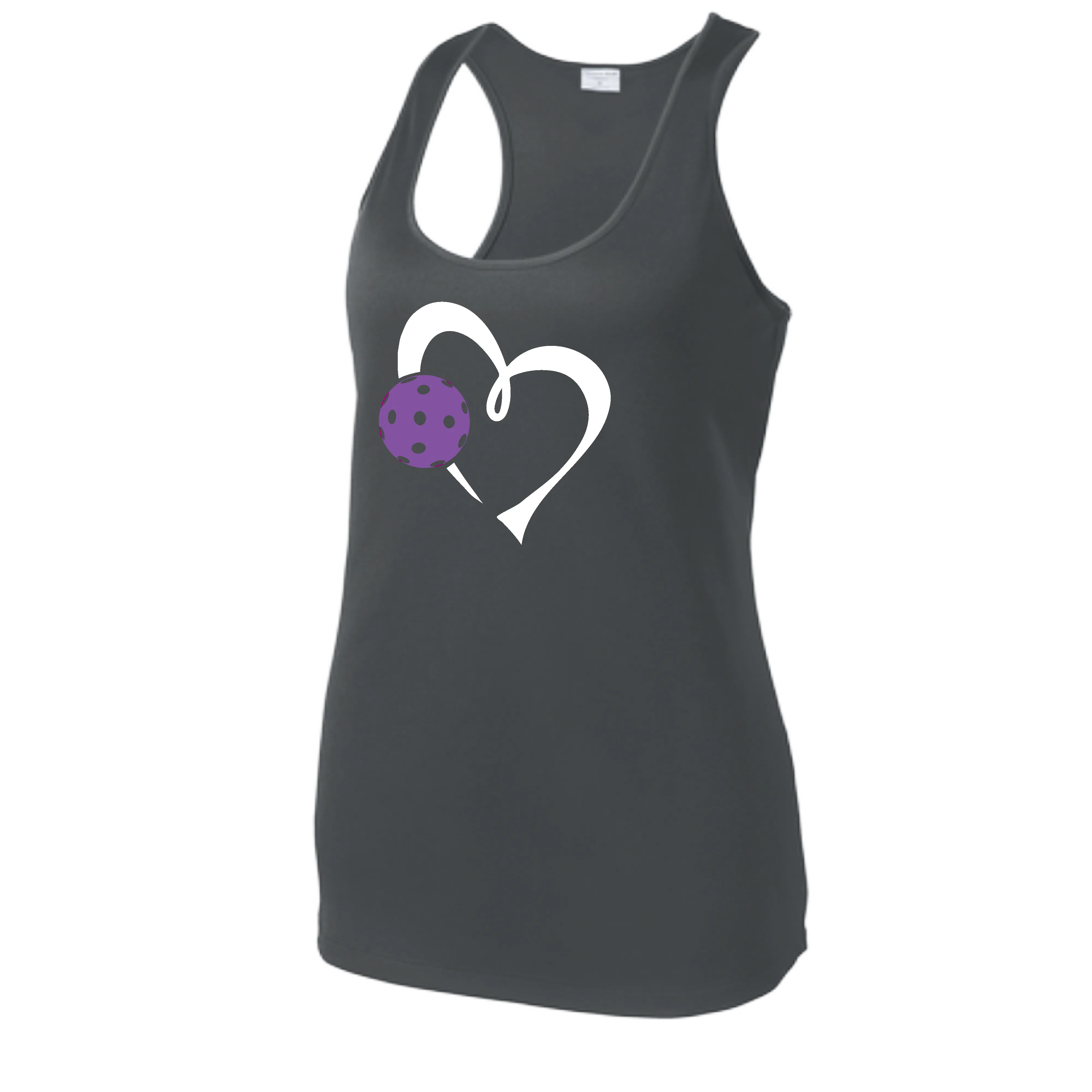 Love Pickleball Heart (Purple) | Women’s Racerback Tank | 100% Polyester