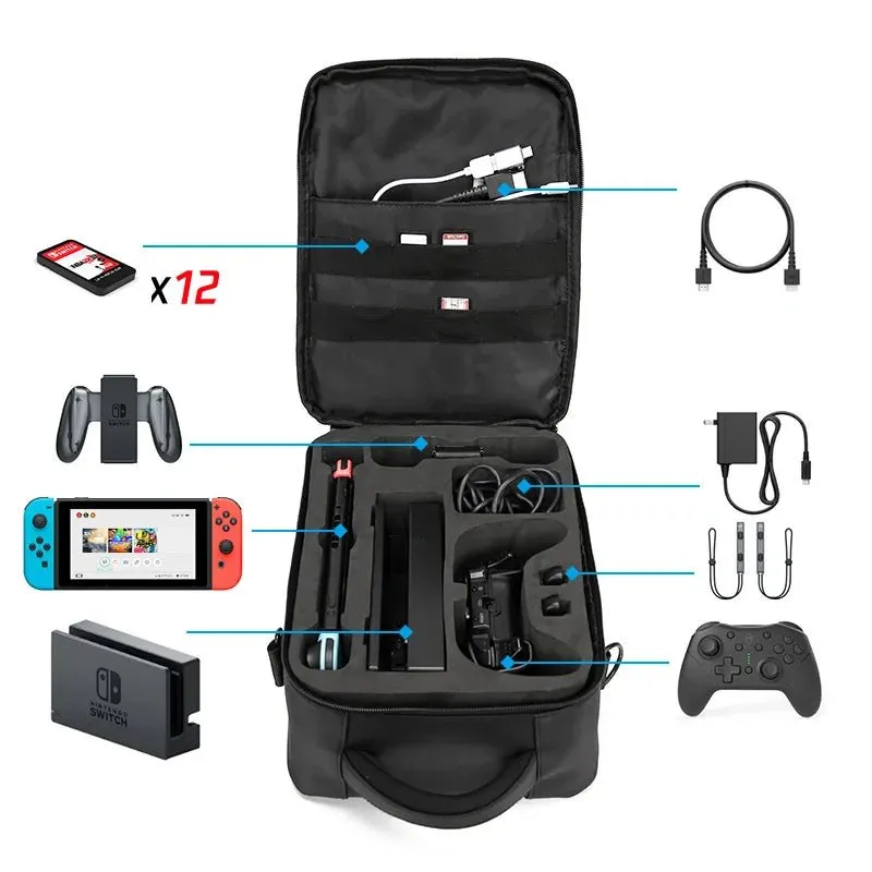 Luxury Backpack for Carrying Nintendo Switch Accessories, Joy-Con, Game Console, Case Cover, and Shoulder Bag Pouch for Nintendo Switch