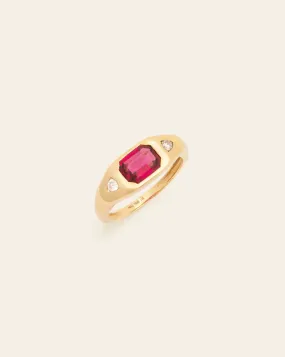 *Made to Order* Pink Tourmaline & Diamond Mosaic Ring - 14k Solid Gold