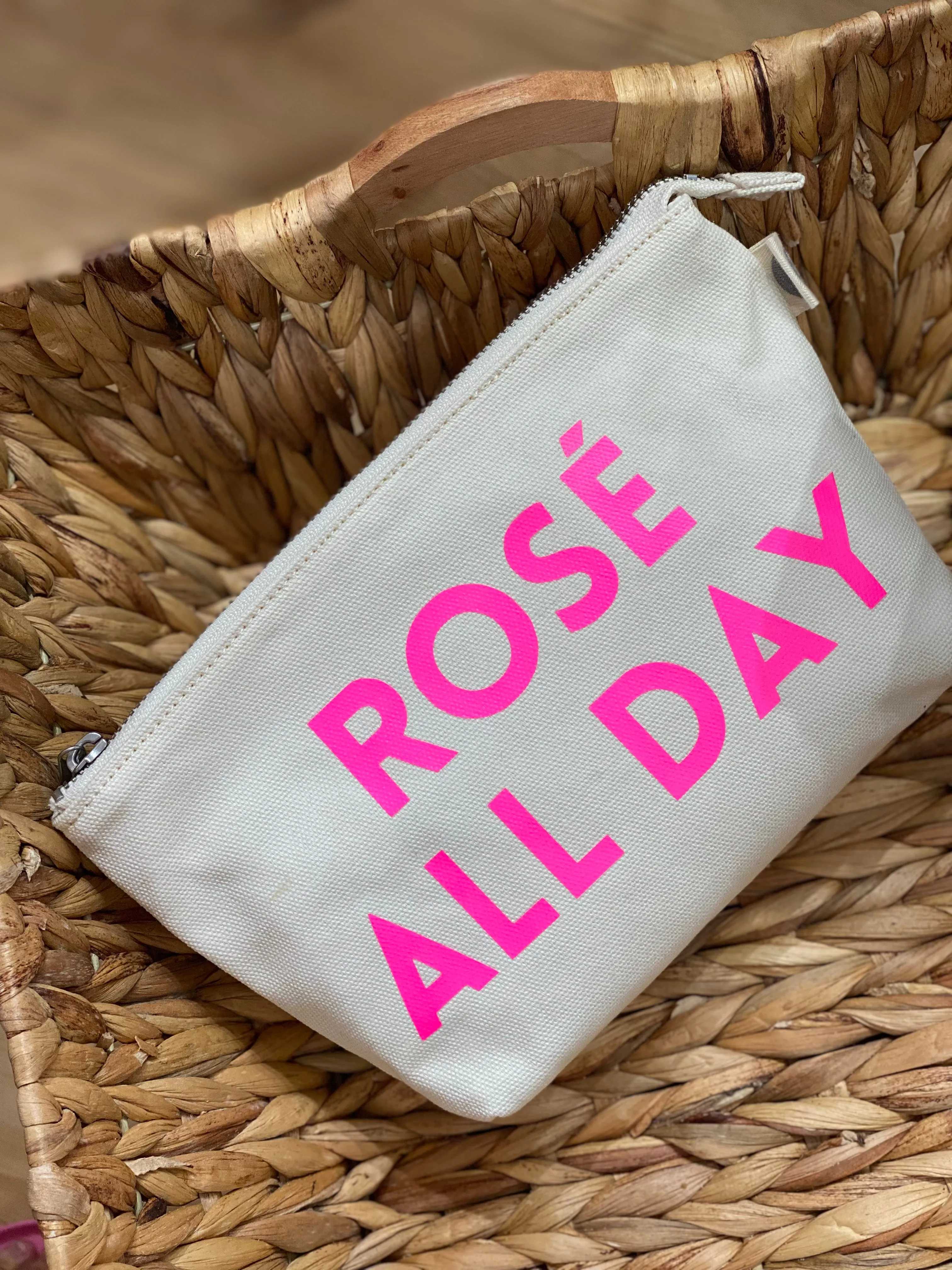 Makeup Bag Natural with Neon Pink Rosé All Day