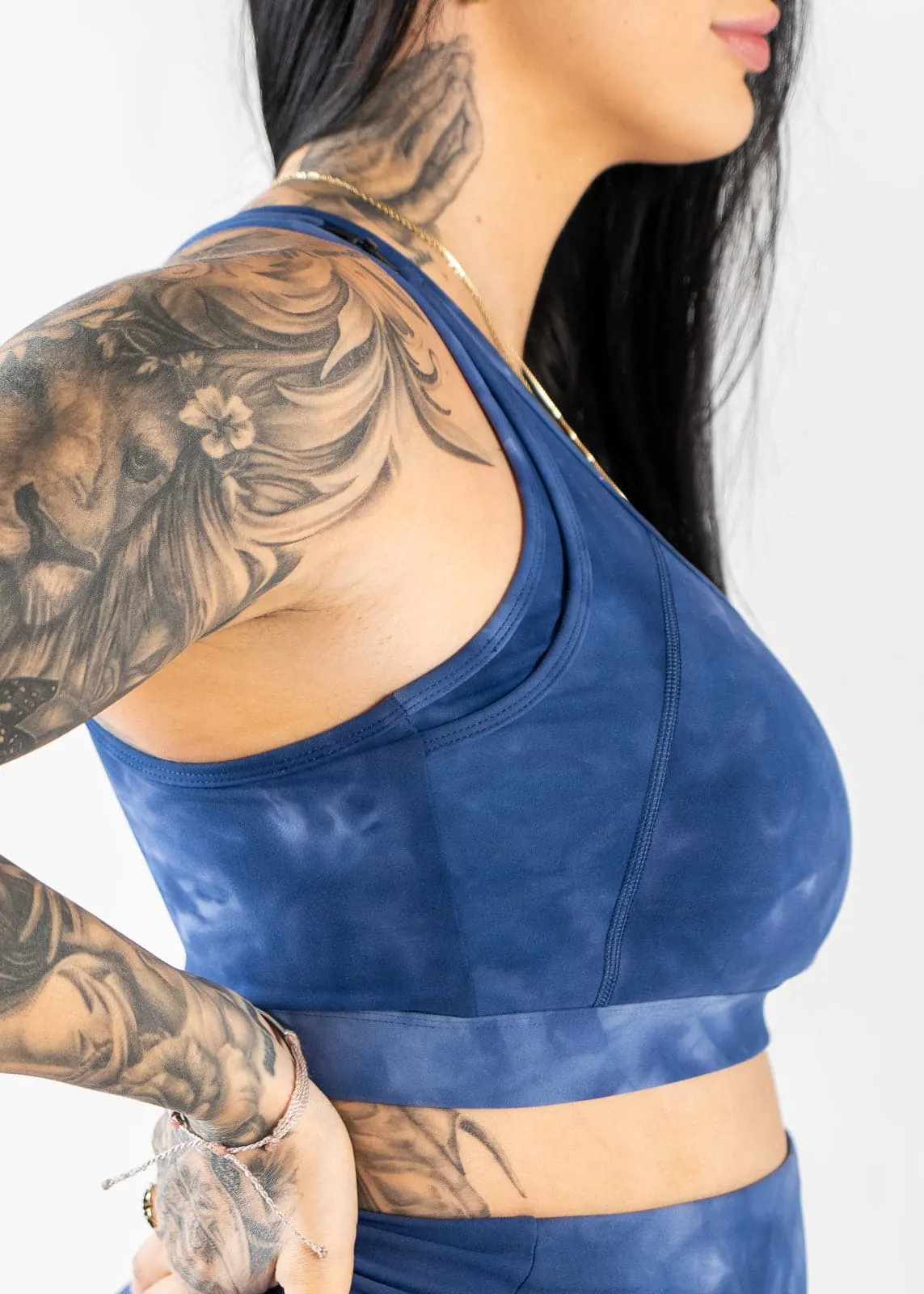 Maternity Nursing Sports Bra | Blue Tie-Dye