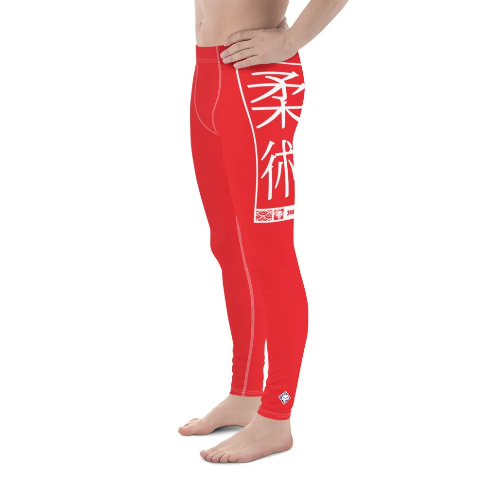 Men's Athletic Workout Leggings For Jiu Jitsu 001 - Scarlet