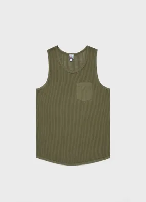 Men's Sunspel x Nigel Cabourn Mesh Vest in Army Green