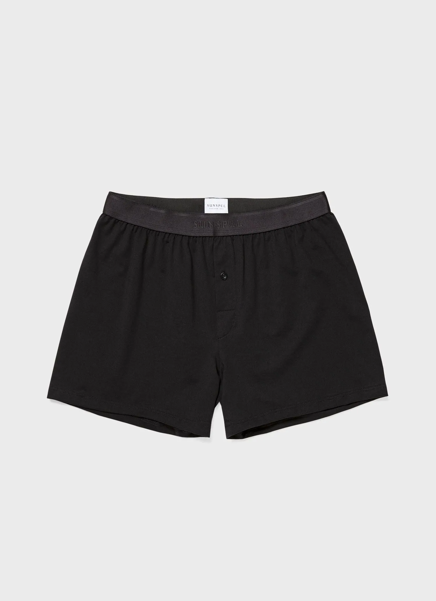 Men's Superfine Cotton One-Button Shorts in Black