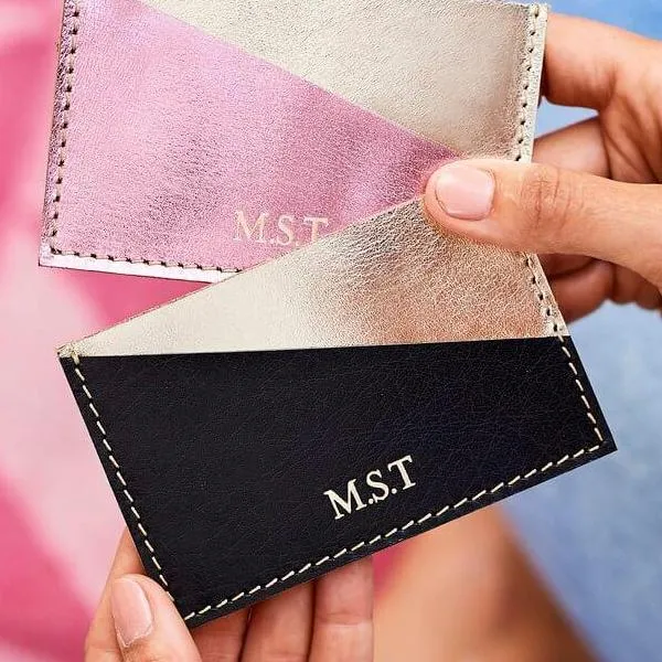 Metallic Leather Credit Card Holder