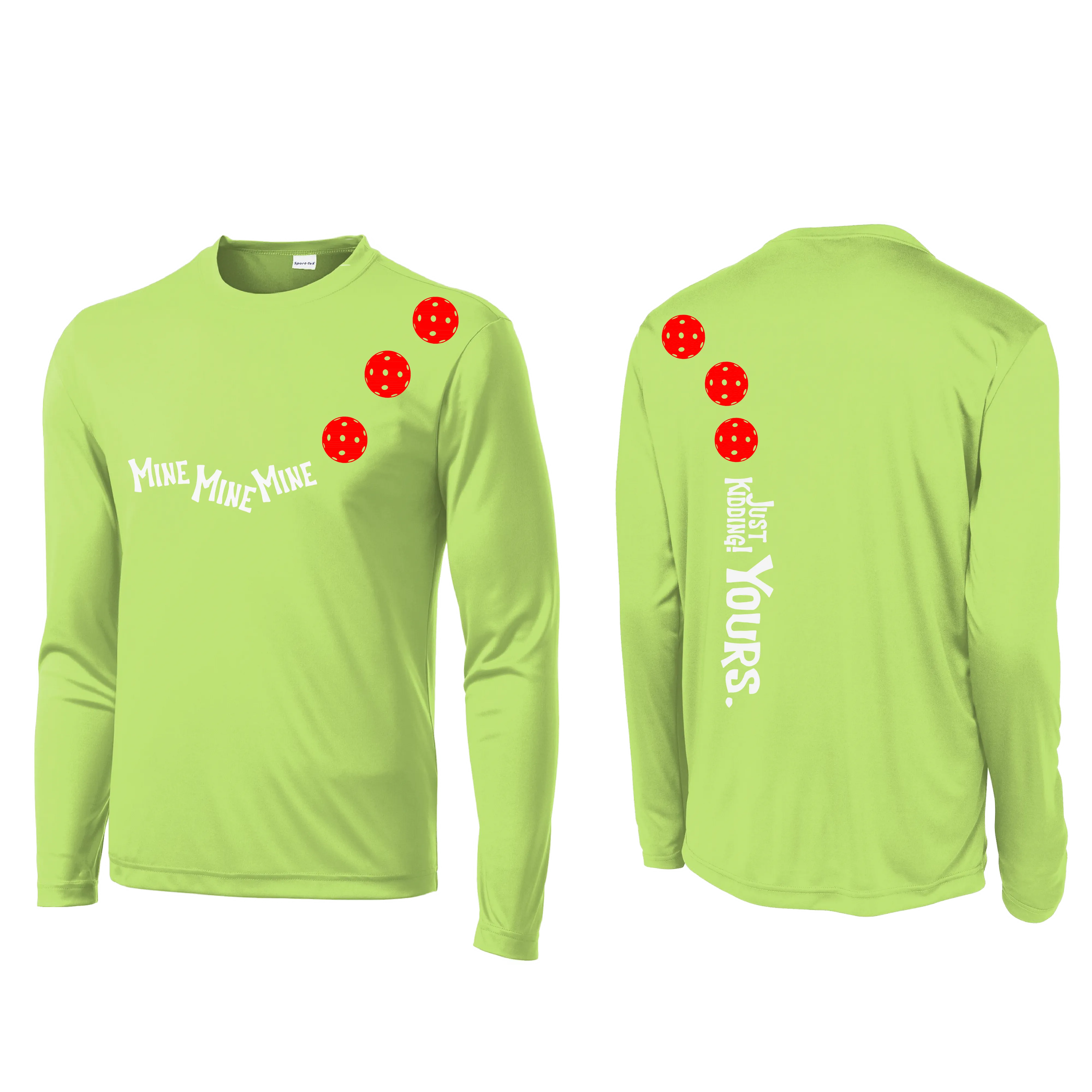 Mine JK Yours (Pickleball Colors Orange Yellow or Red) | Men's Long Sleeve Athletic Shirt | 100% Polyester