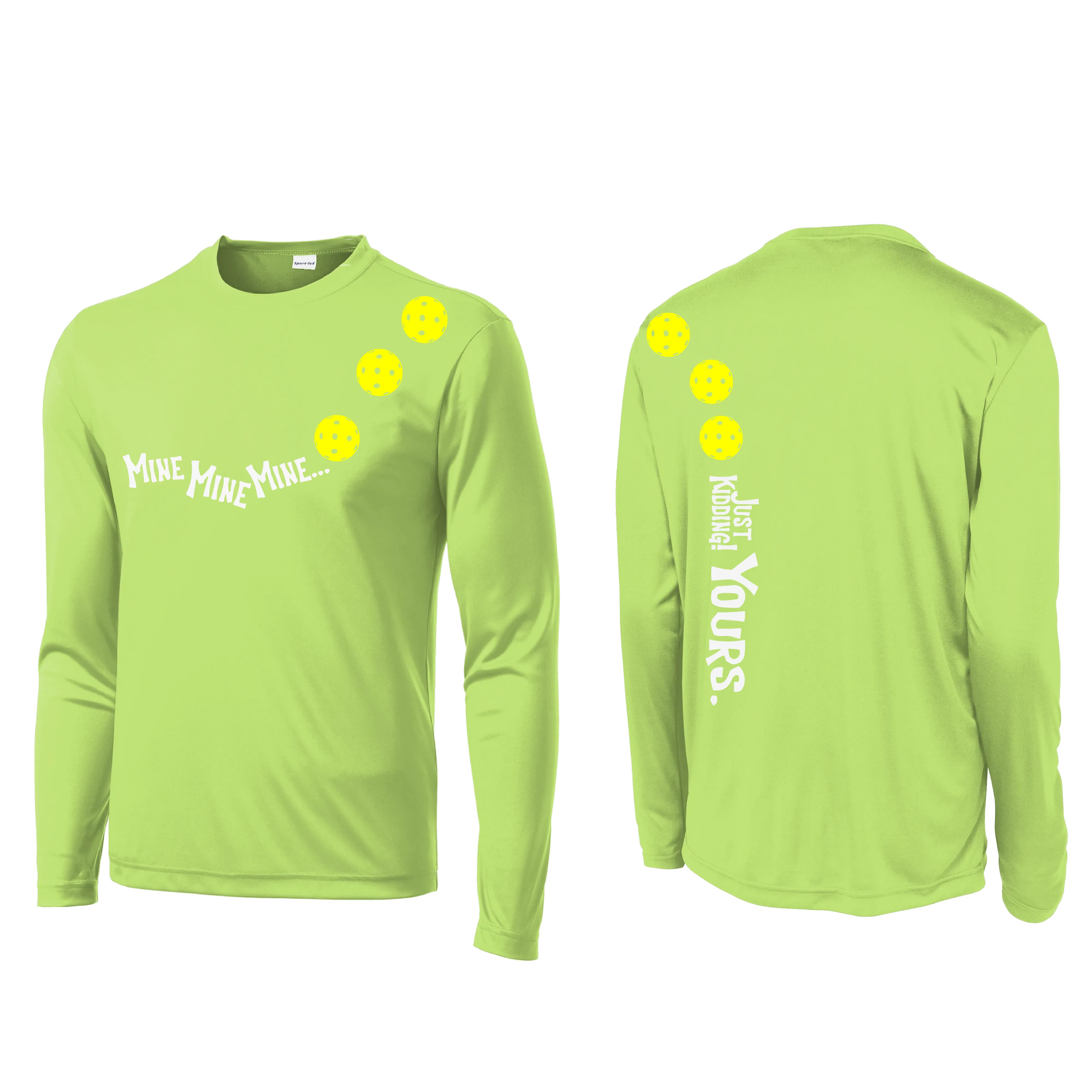 Mine JK Yours (Pickleball Colors Orange Yellow or Red) | Men's Long Sleeve Athletic Shirt | 100% Polyester