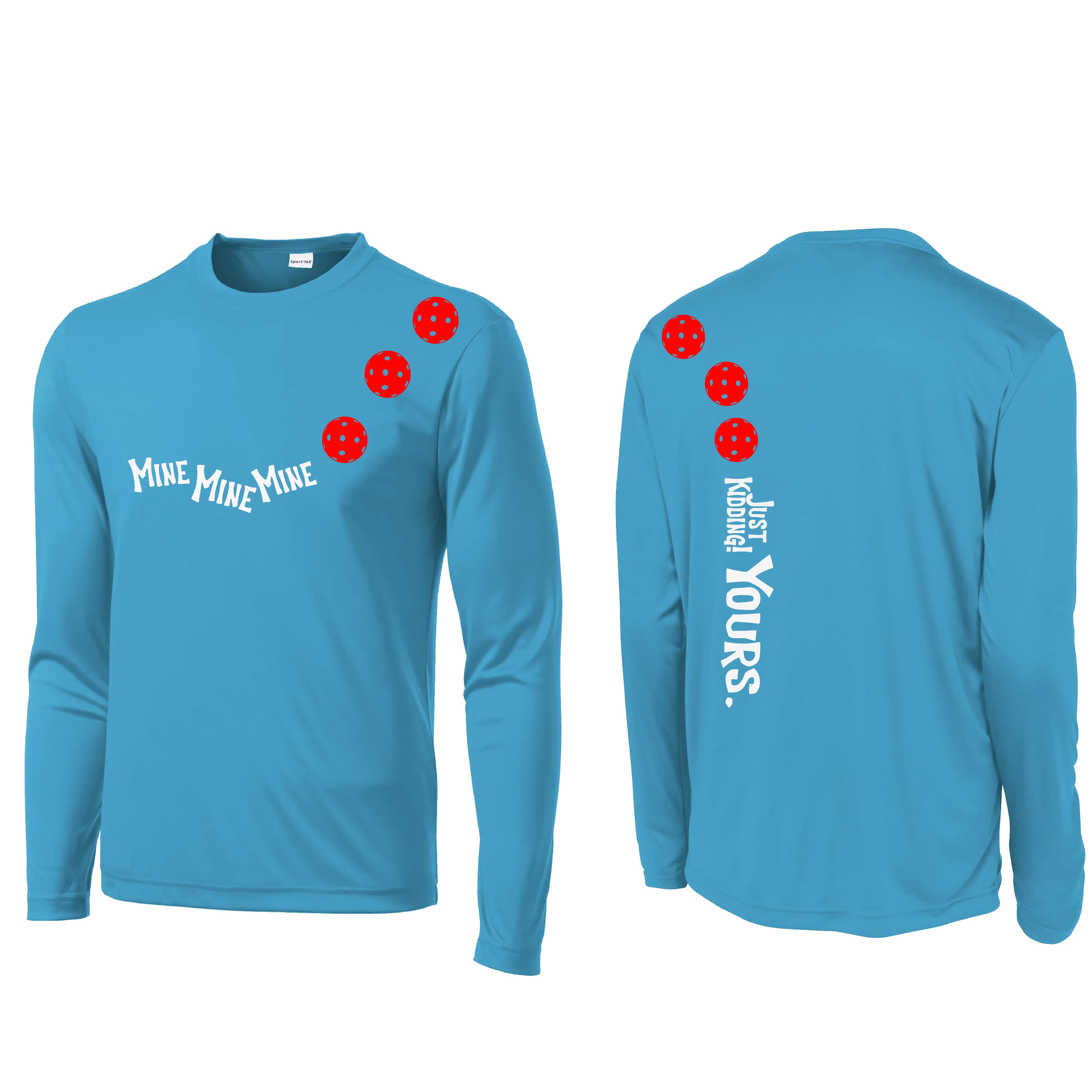 Mine JK Yours (Pickleball Colors Orange Yellow or Red) | Men's Long Sleeve Athletic Shirt | 100% Polyester