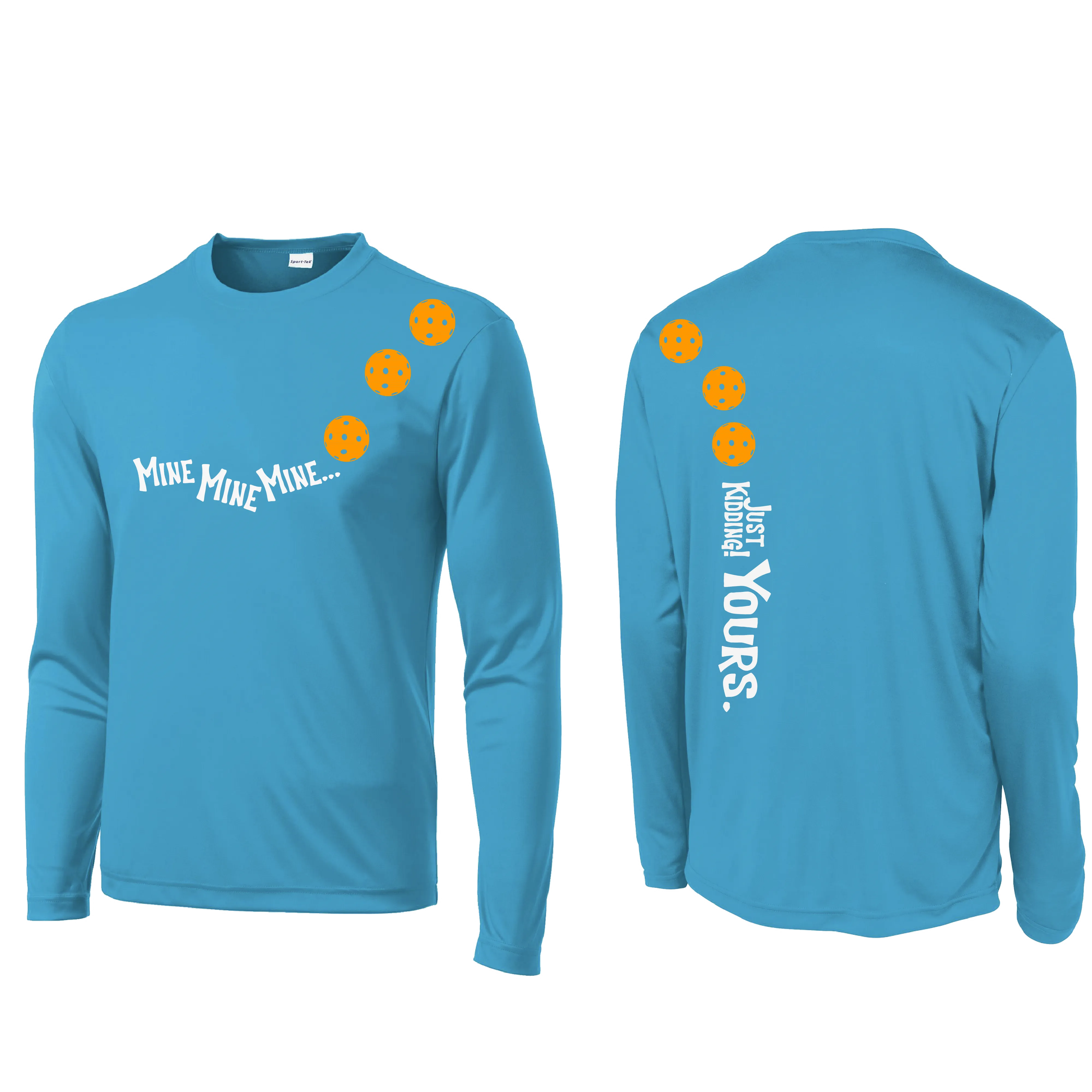 Mine JK Yours (Pickleball Colors Orange Yellow or Red) | Men's Long Sleeve Athletic Shirt | 100% Polyester