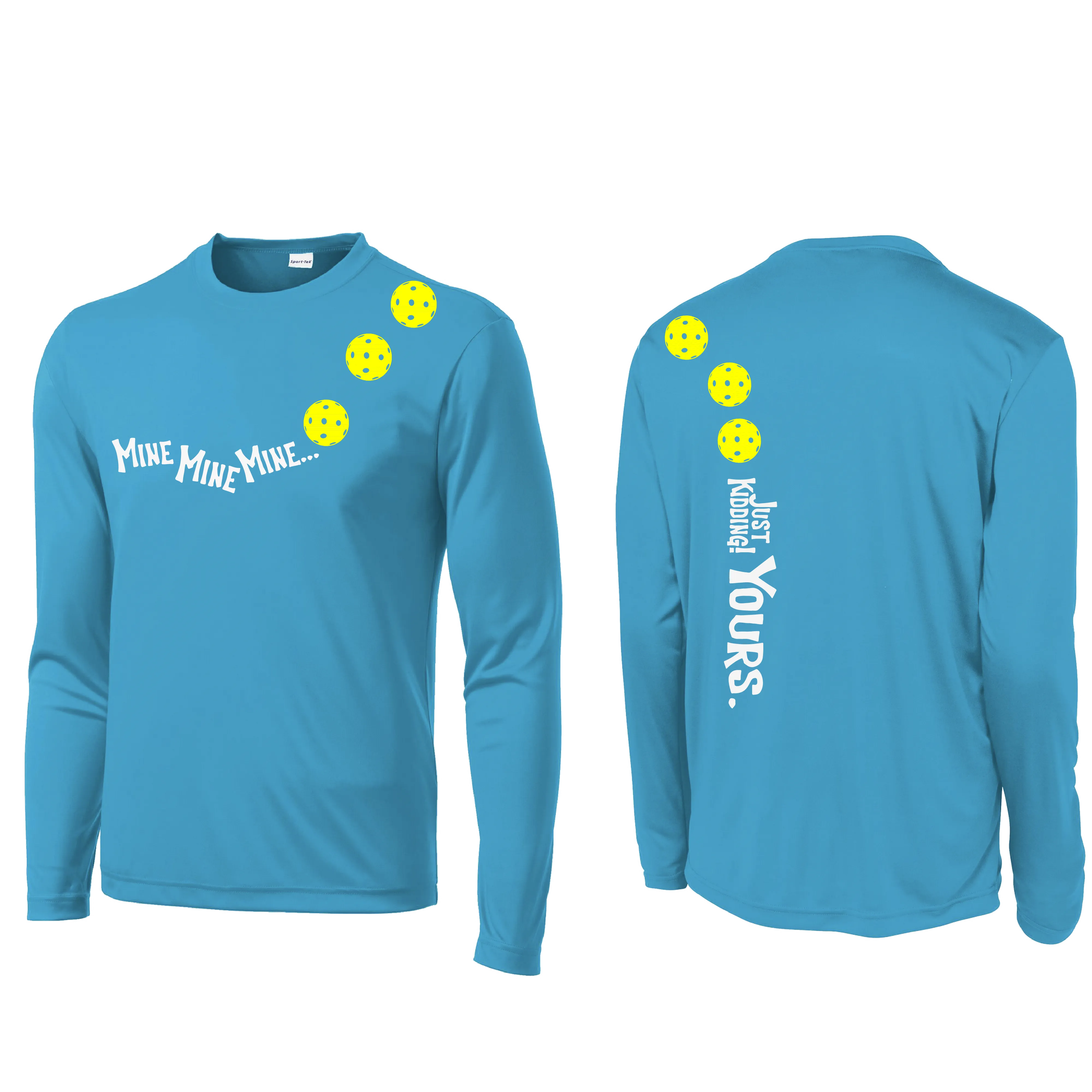 Mine JK Yours (Pickleball Colors Orange Yellow or Red) | Men's Long Sleeve Athletic Shirt | 100% Polyester