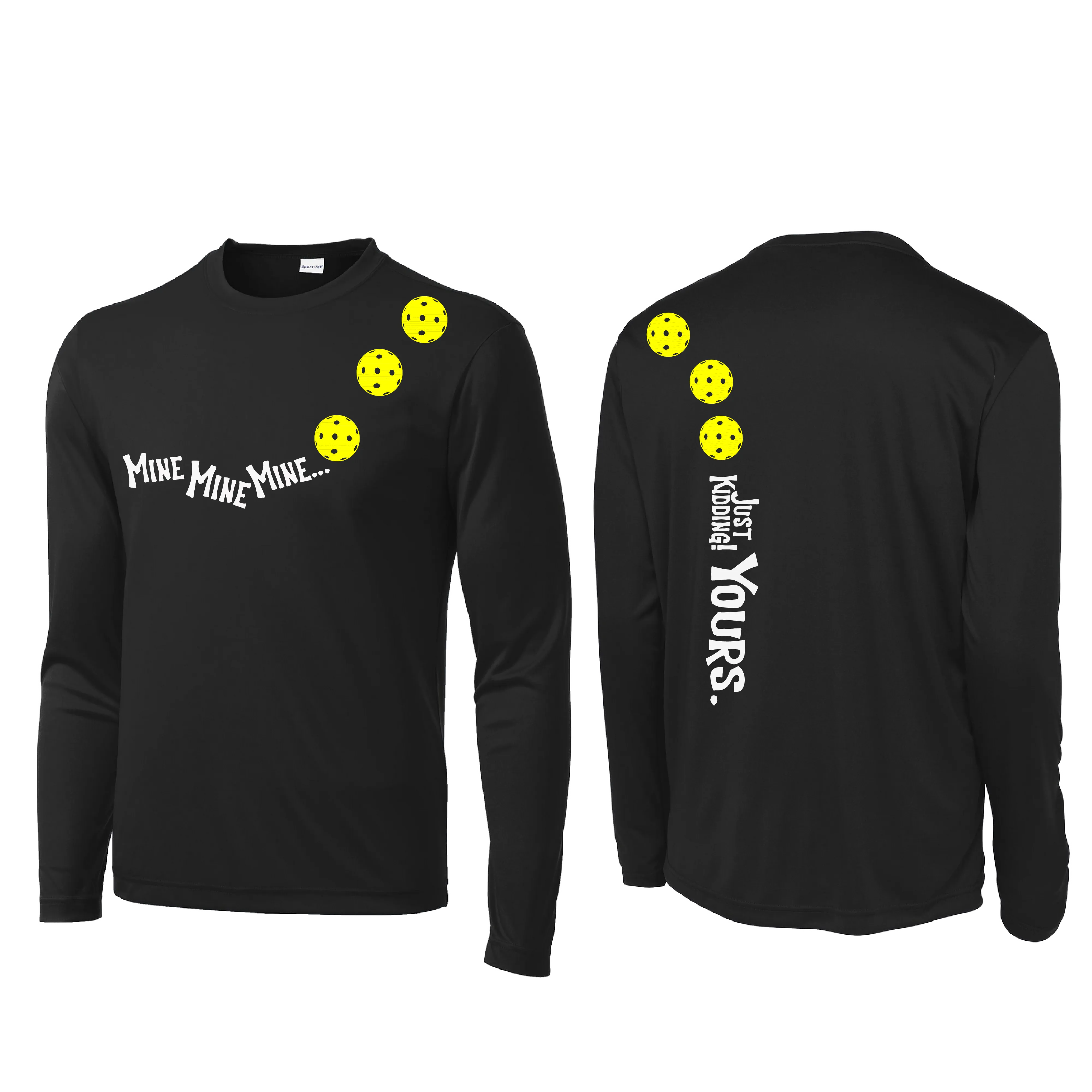 Mine JK Yours (Pickleball Colors Orange Yellow or Red) | Men's Long Sleeve Athletic Shirt | 100% Polyester