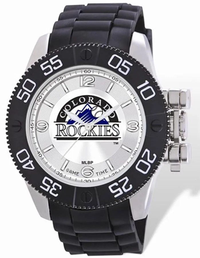 MLB Mens Colorado Rockies Beast Watch - Color Logo Dial - Rubber Strap