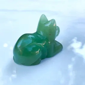 Natural Green Aventurine lying Cat