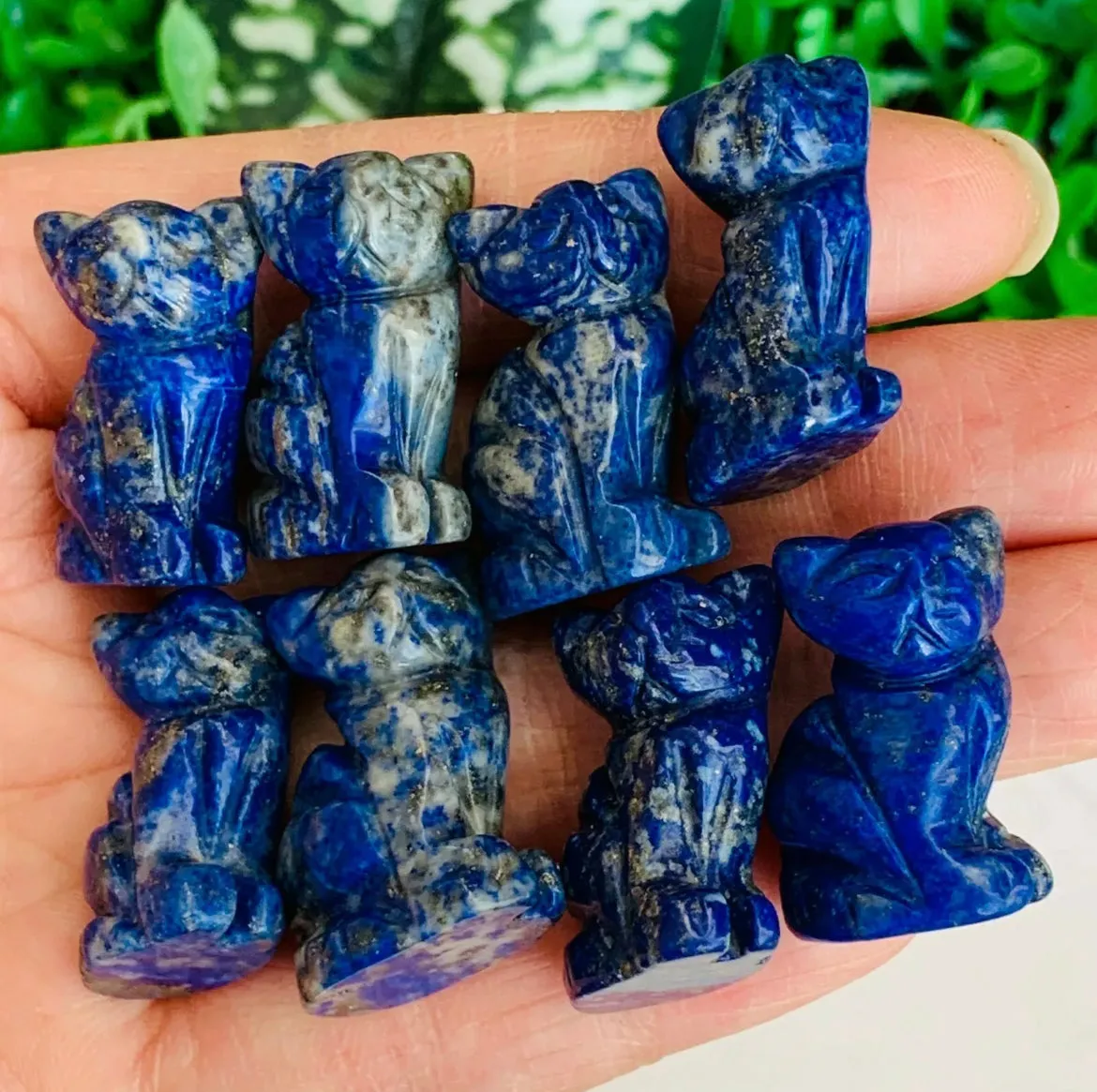 Natural lapis lazuli kitty cat carved crystal