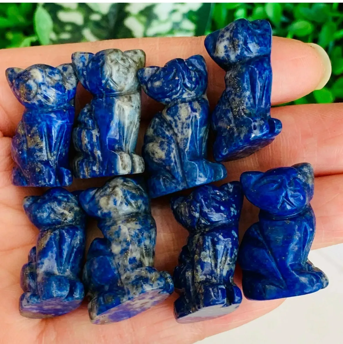 Natural lapis lazuli kitty cat carved crystal