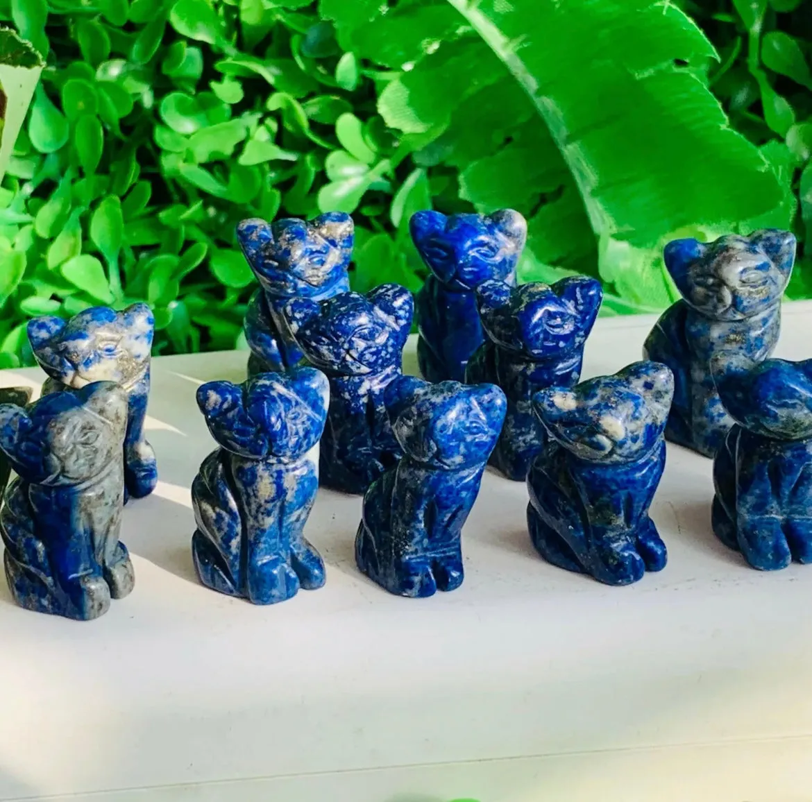 Natural lapis lazuli kitty cat carved crystal