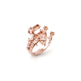 New Alphabet F Ring [Champagne/White gems]