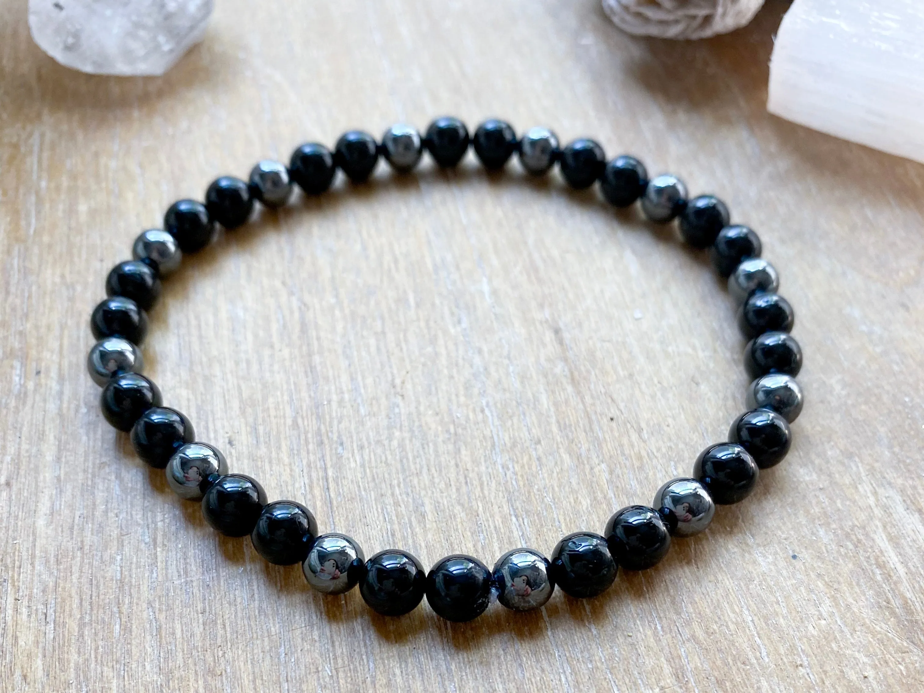 Onyx & Hematite Anklet || Reiki Infused