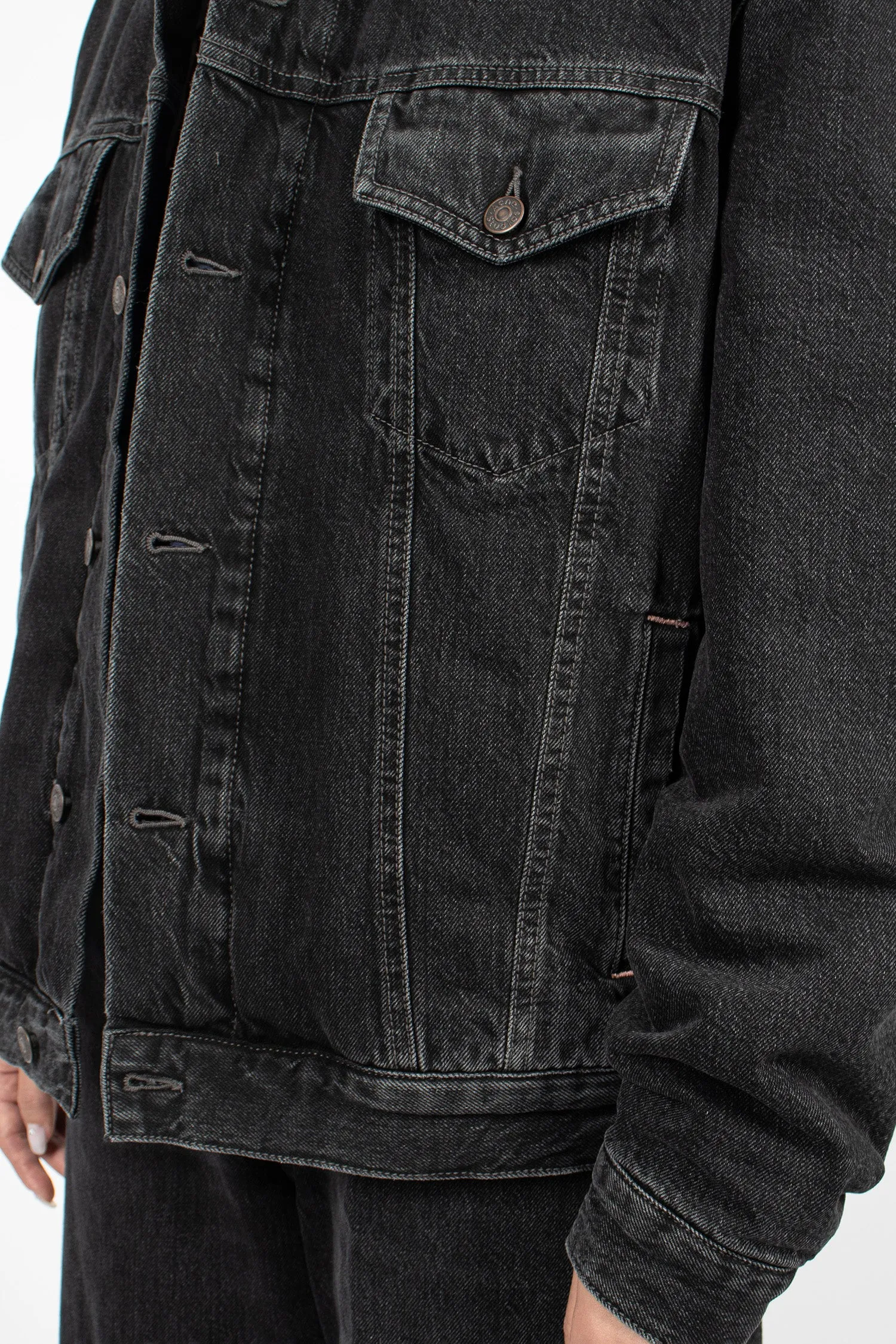 Padded Denim Jacket Black