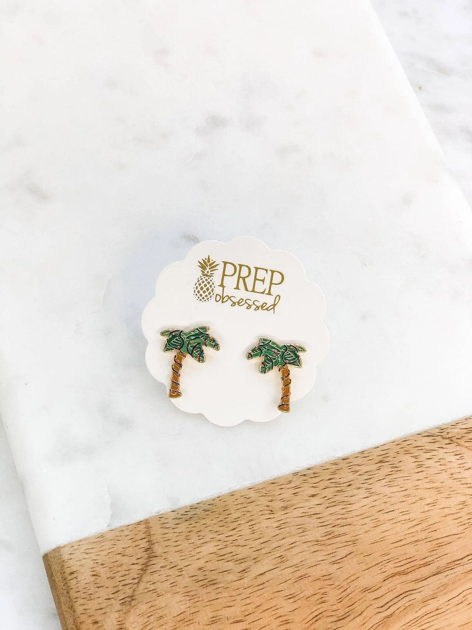 Palm Tree Enamel Stud Earrings