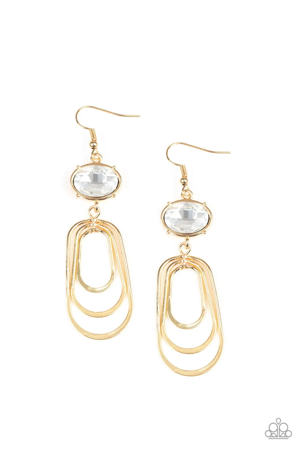 Paparazzi Accessories - Drop-Dead Glamorous #E216 Peg - Gold Earrings