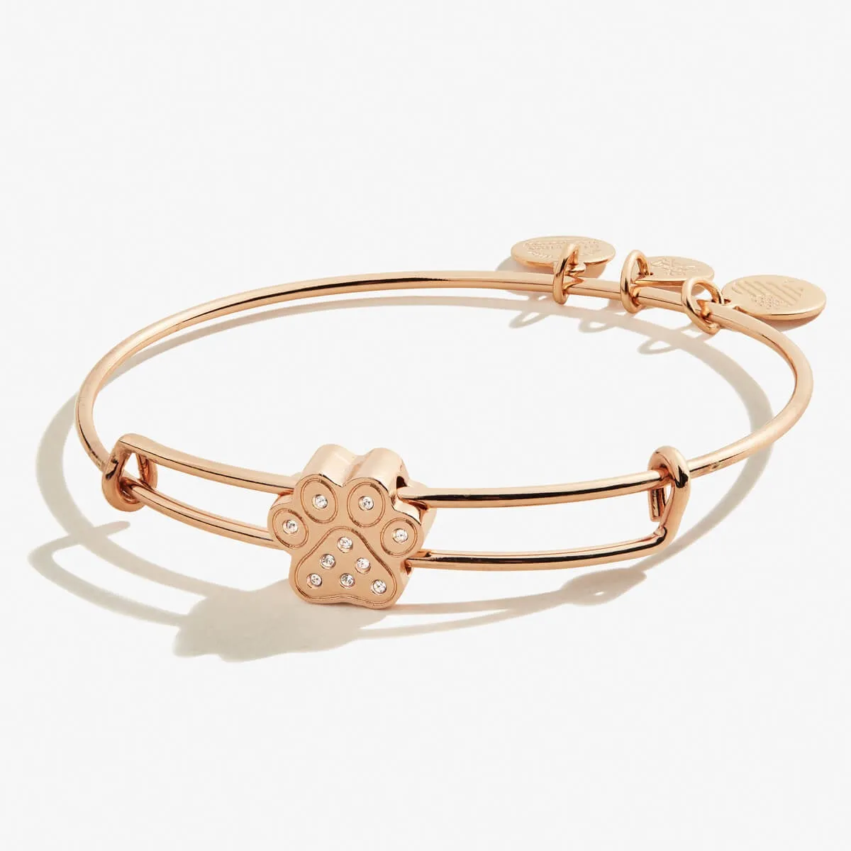 Pavé Paw Print Bead Charm Bangle