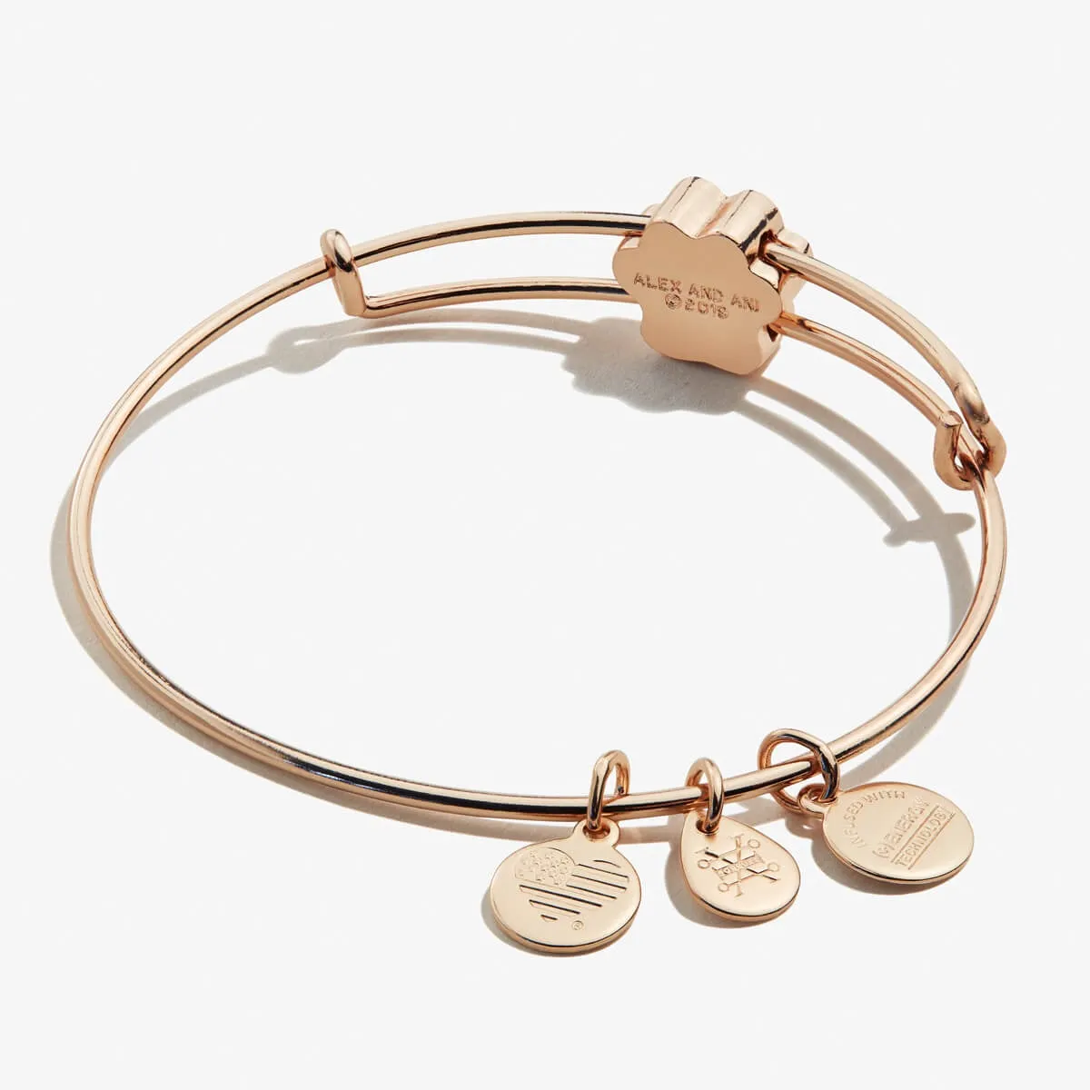 Pavé Paw Print Bead Charm Bangle