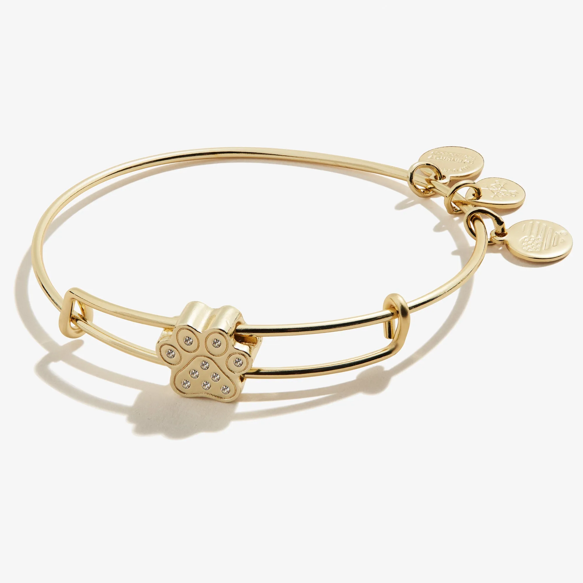 Pavé Paw Print Bead Charm Bangle