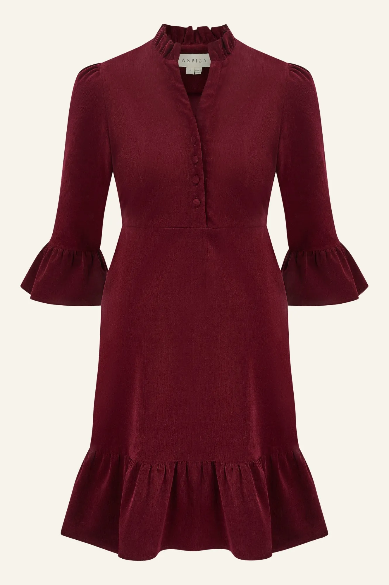 Percy Short Stretch Corduroy Dress | Wine