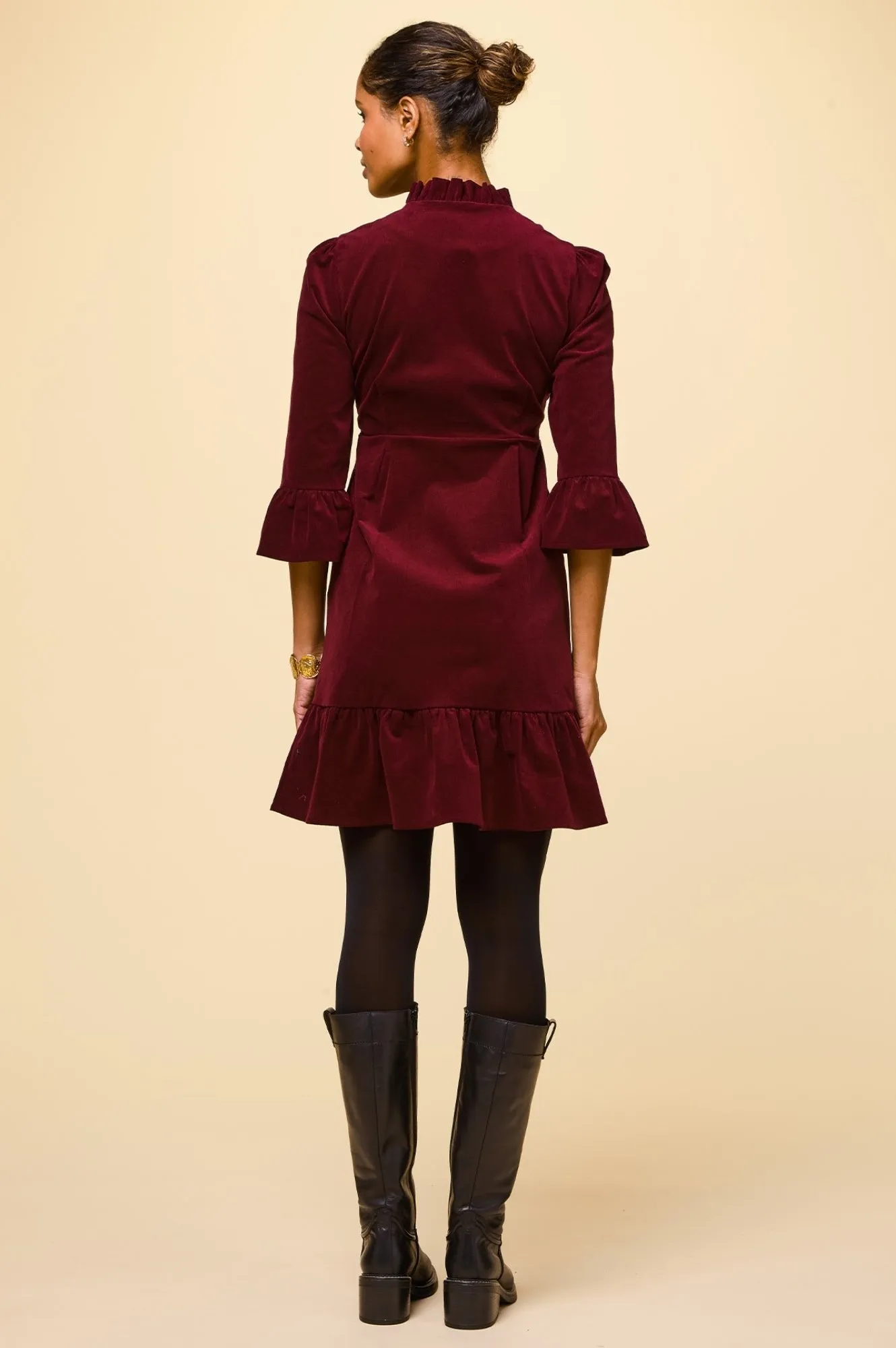 Percy Short Stretch Corduroy Dress | Wine