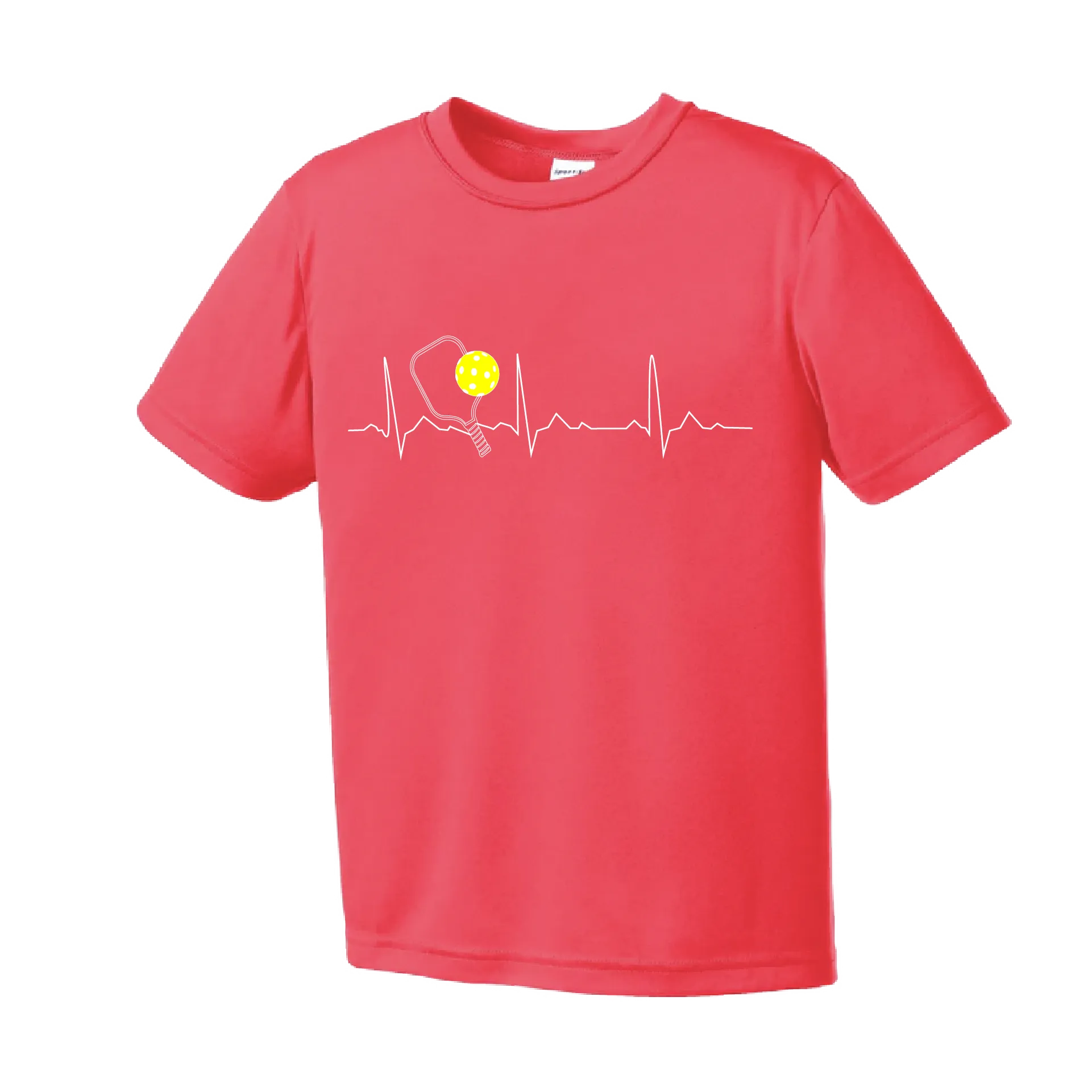 Pickleball Heartbeat (EKG) | Youth Short Sleeve Athletic Pickleball Shirt | 100% Polyester