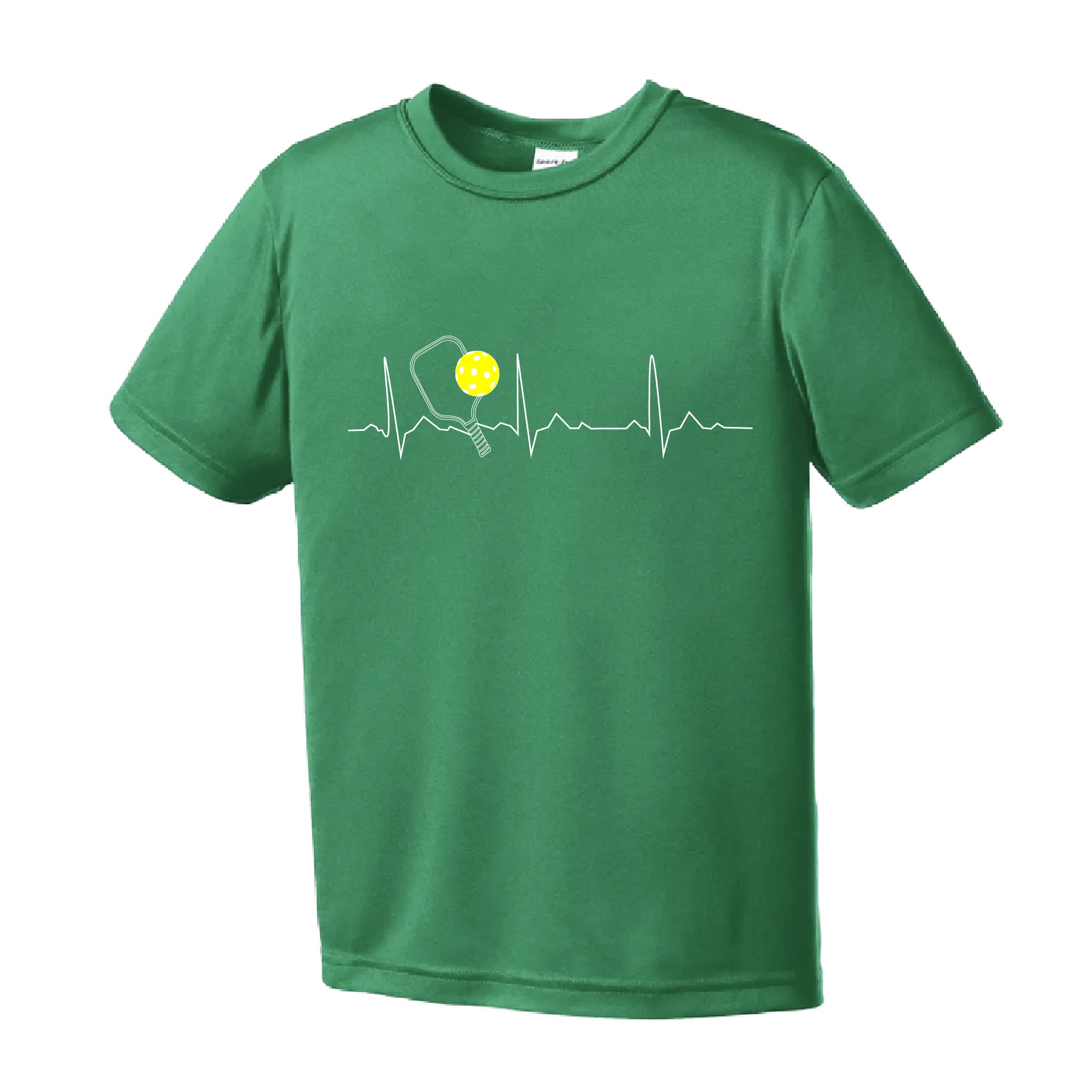 Pickleball Heartbeat (EKG) | Youth Short Sleeve Athletic Pickleball Shirt | 100% Polyester