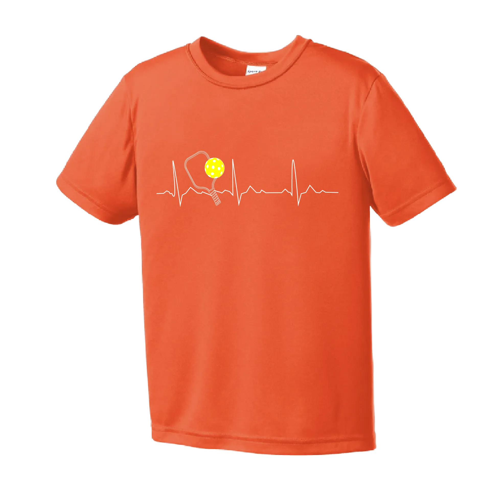 Pickleball Heartbeat (EKG) | Youth Short Sleeve Athletic Pickleball Shirt | 100% Polyester