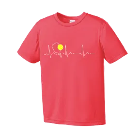 Pickleball Heartbeat (EKG) | Youth Short Sleeve Athletic Pickleball Shirt | 100% Polyester