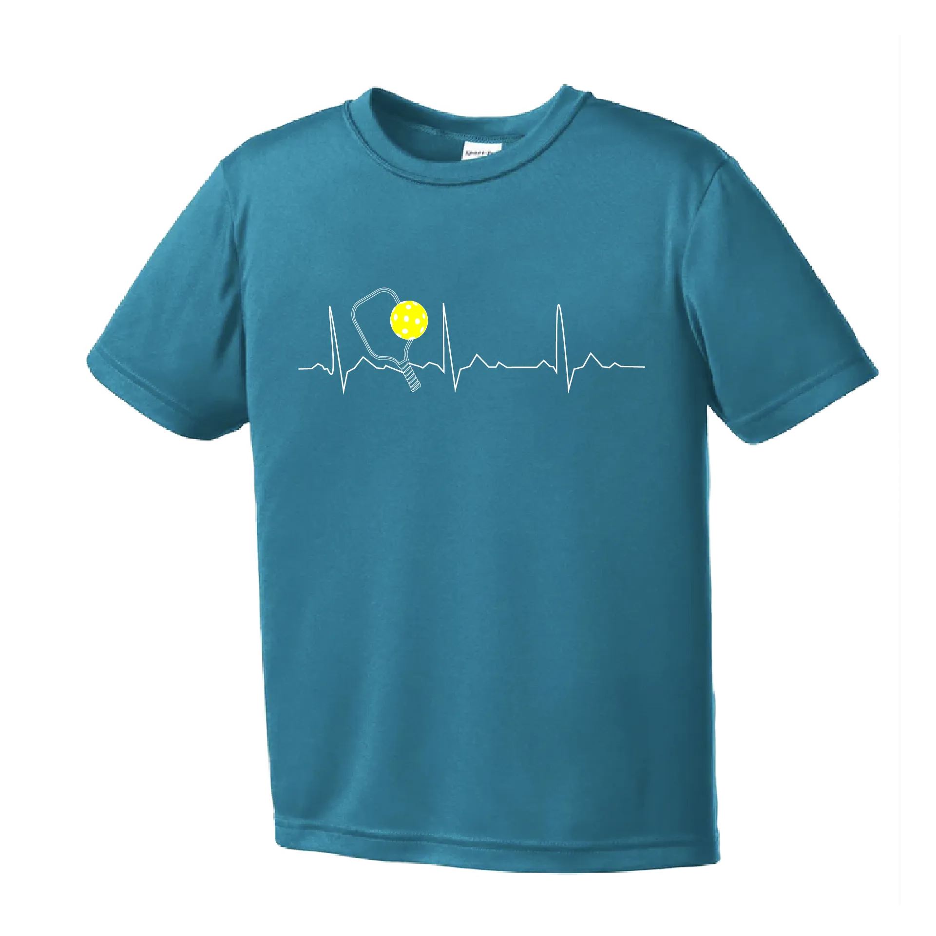 Pickleball Heartbeat (EKG) | Youth Short Sleeve Athletic Pickleball Shirt | 100% Polyester