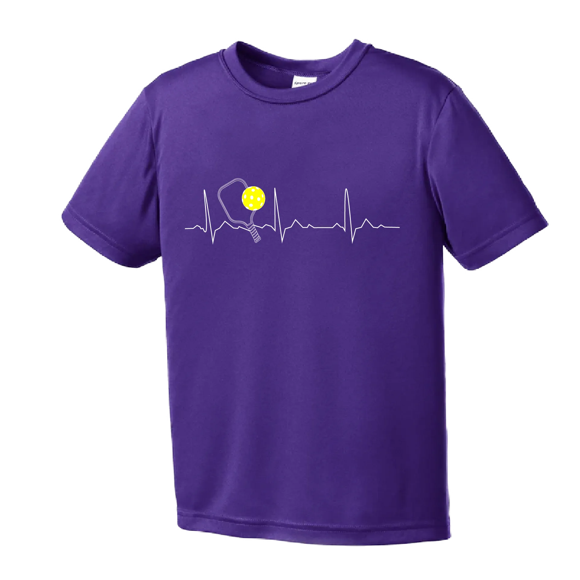 Pickleball Heartbeat (EKG) | Youth Short Sleeve Athletic Pickleball Shirt | 100% Polyester